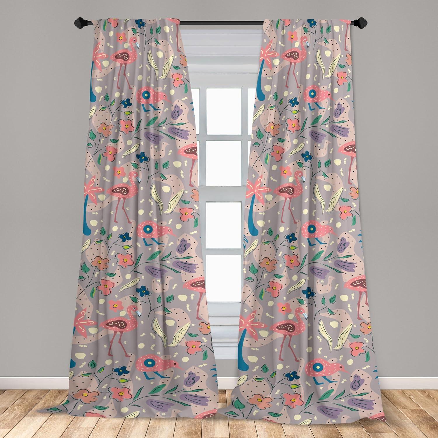 imageAmbesonne Gothic Wings Curtains Outline Style Illustrated Wild Nature Moth Pattern Neutral Colors Window Treatments 2 Panel Set for Living Room Bedroom Pair of 28 x 63 Charcoal Grey Sea BlueCoral and Dark Cadet Blue
