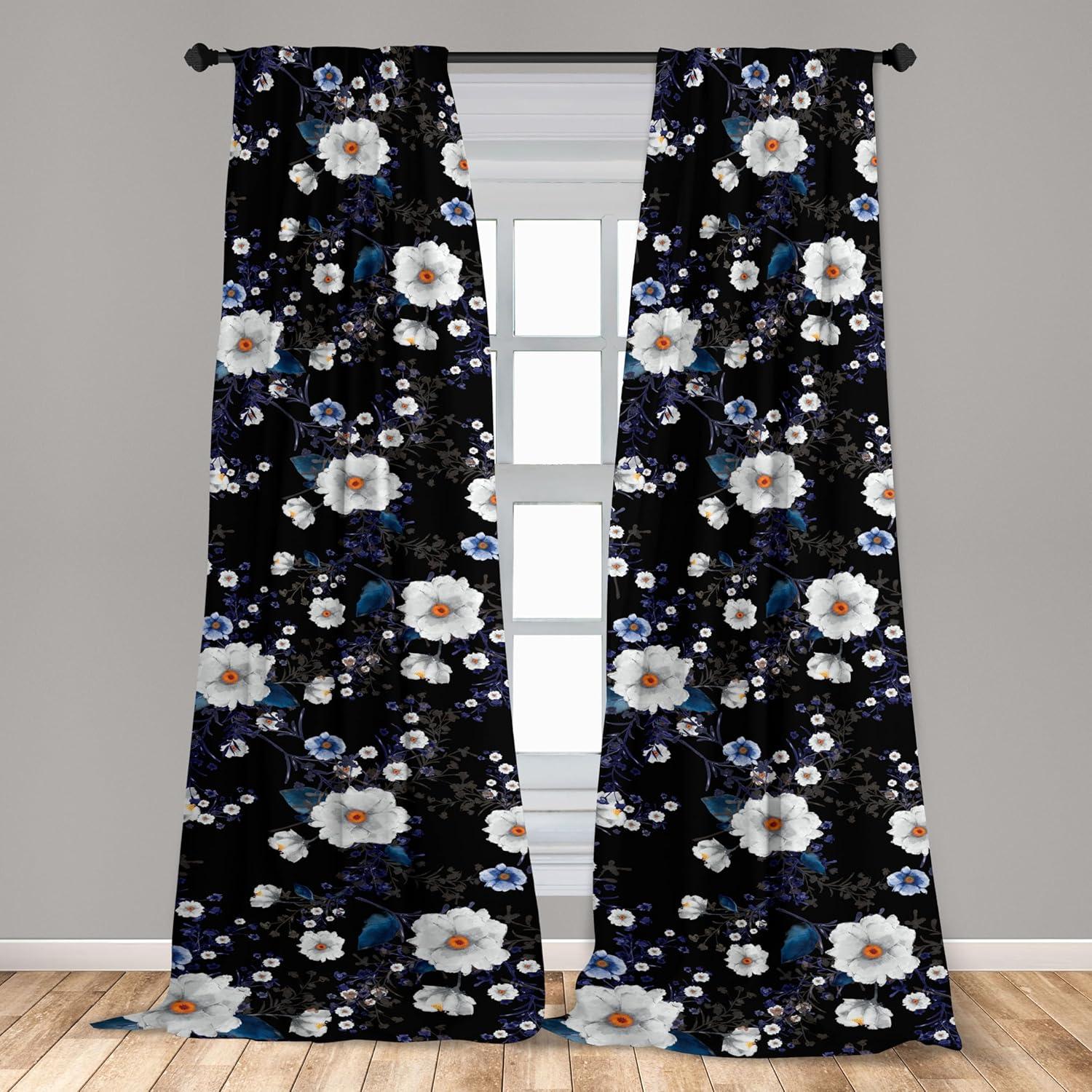 imageAmbesonne Gothic Wings Curtains Outline Style Illustrated Wild Nature Moth Pattern Neutral Colors Window Treatments 2 Panel Set for Living Room Bedroom Pair of 28 x 63 Charcoal Grey Sea BlueDark Orange Night Blue