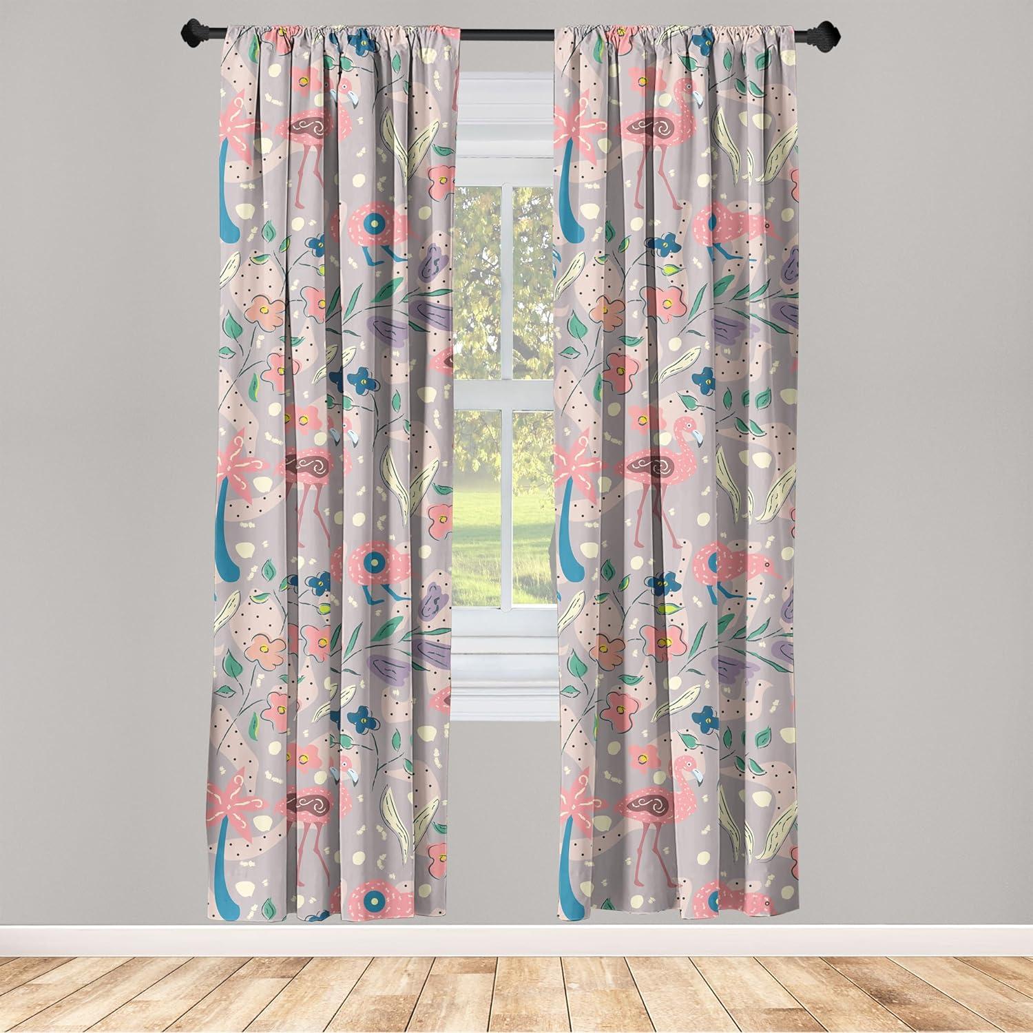 imageAmbesonne Gothic Wings Curtains Outline Style Illustrated Wild Nature Moth Pattern Neutral Colors Window Treatments 2 Panel Set for Living Room Bedroom Pair of 28 x 63 Charcoal Grey Sea BlueCoral and Dark Cadet Blue