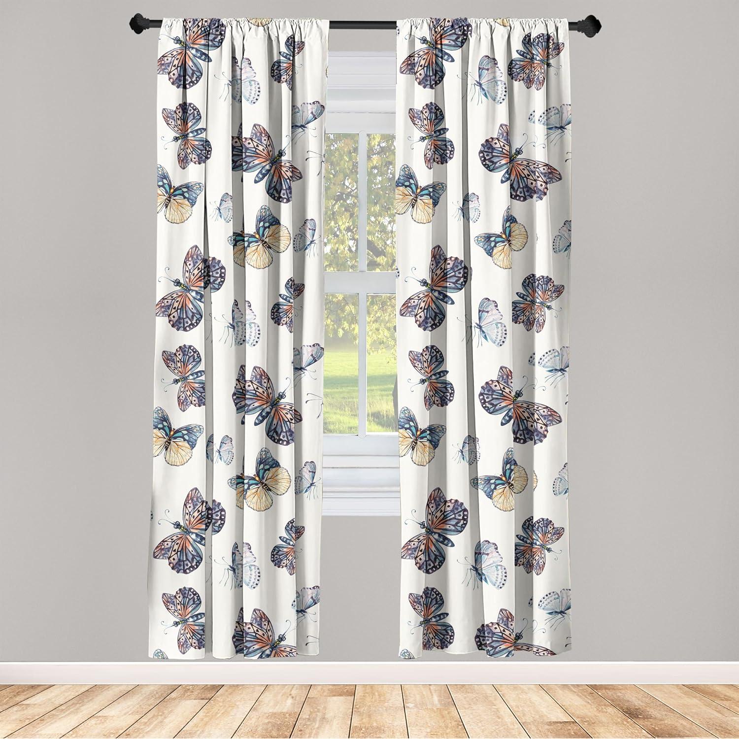 imageAmbesonne Gothic Wings Curtains Outline Style Illustrated Wild Nature Moth Pattern Neutral Colors Window Treatments 2 Panel Set for Living Room Bedroom Pair of 28 x 63 Charcoal Grey Sea BlueChampagne Pale Camel