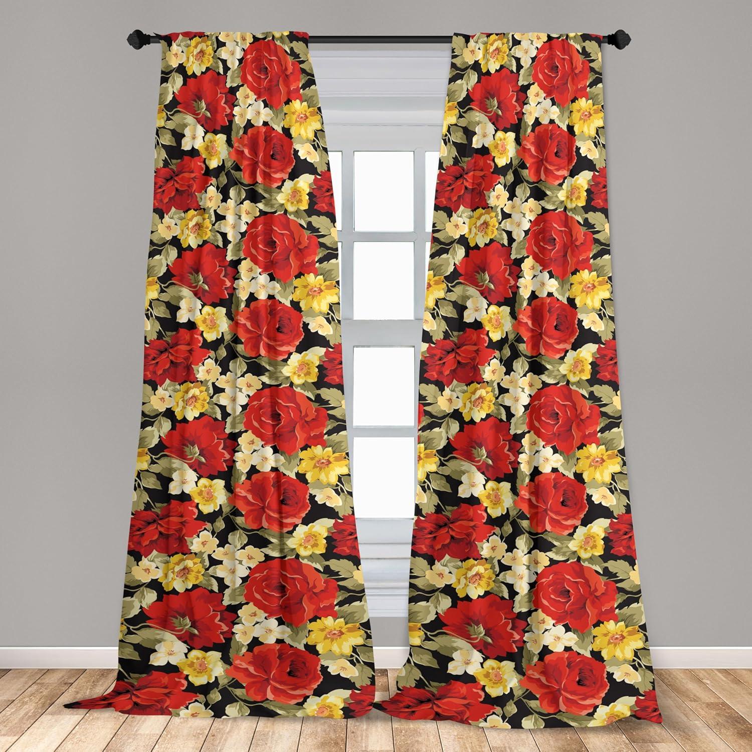 imageAmbesonne Gothic Wings Curtains Outline Style Illustrated Wild Nature Moth Pattern Neutral Colors Window Treatments 2 Panel Set for Living Room Bedroom Pair of 28 x 63 Charcoal Grey Sea BlueDark Orange and Slate Brown