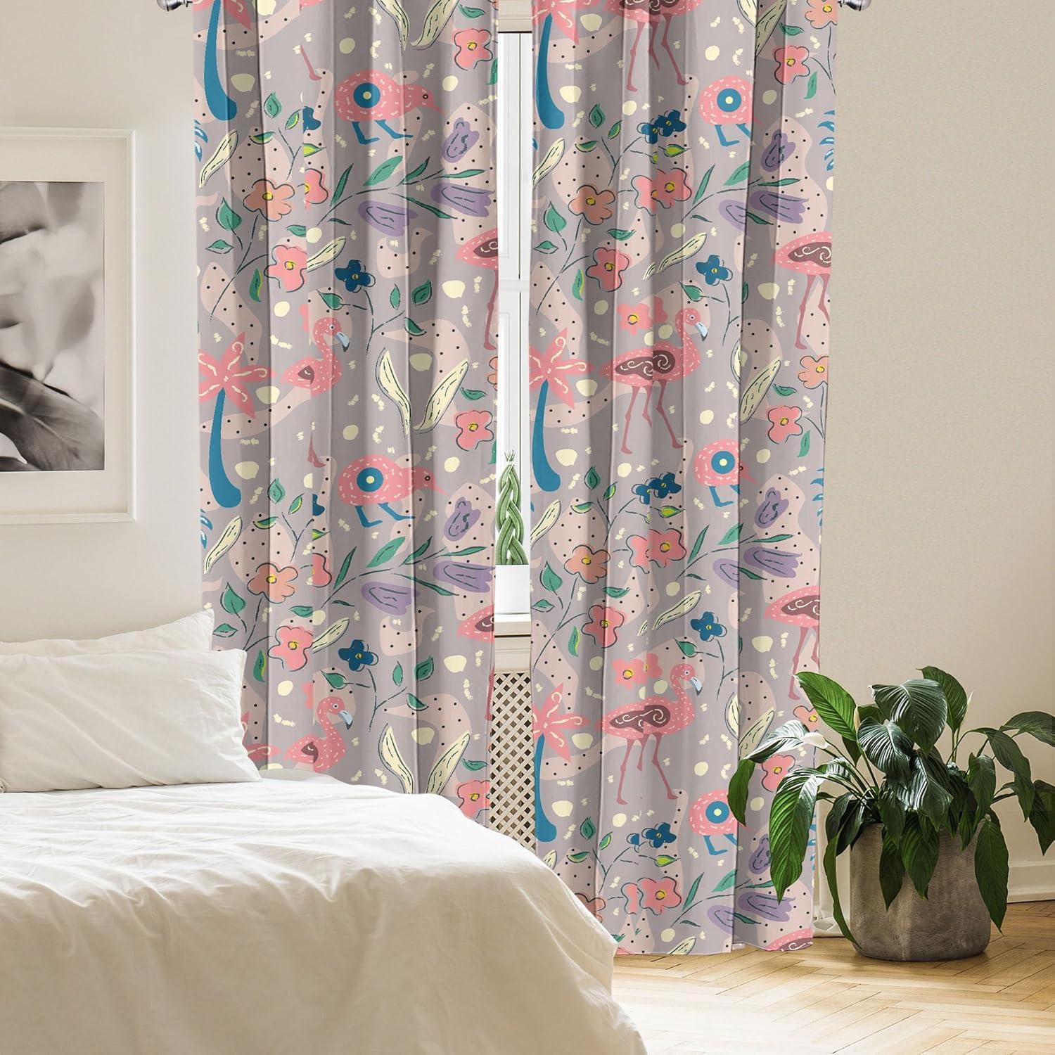 imageAmbesonne Gothic Wings Curtains Outline Style Illustrated Wild Nature Moth Pattern Neutral Colors Window Treatments 2 Panel Set for Living Room Bedroom Pair of 28 x 63 Charcoal Grey Sea BlueCoral and Dark Cadet Blue