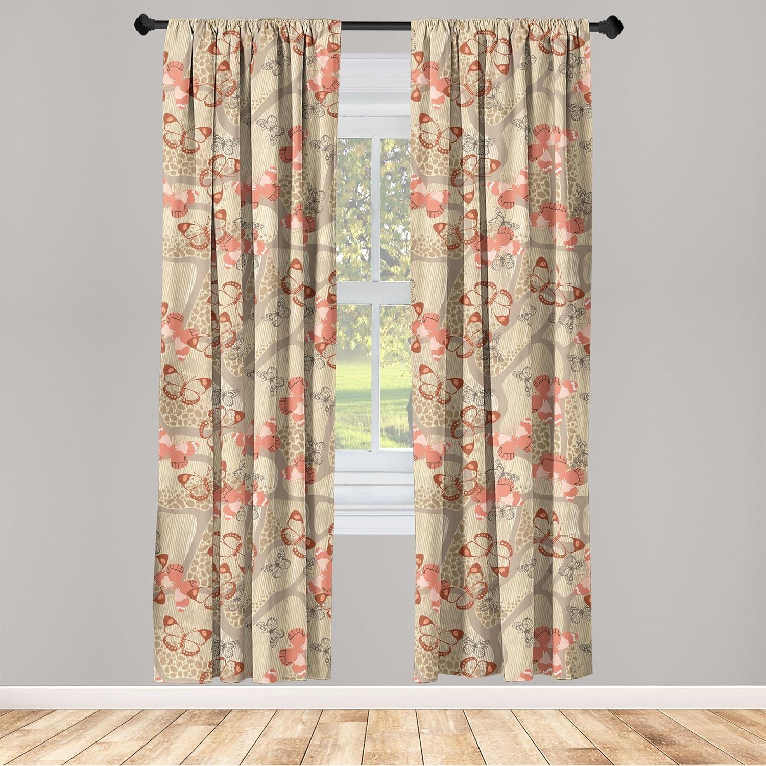imageAmbesonne Gothic Wings Curtains Outline Style Illustrated Wild Nature Moth Pattern Neutral Colors Window Treatments 2 Panel Set for Living Room Bedroom Pair of 28 x 63 Charcoal Grey Sea BlueSalmon Pastel Brown and Tan