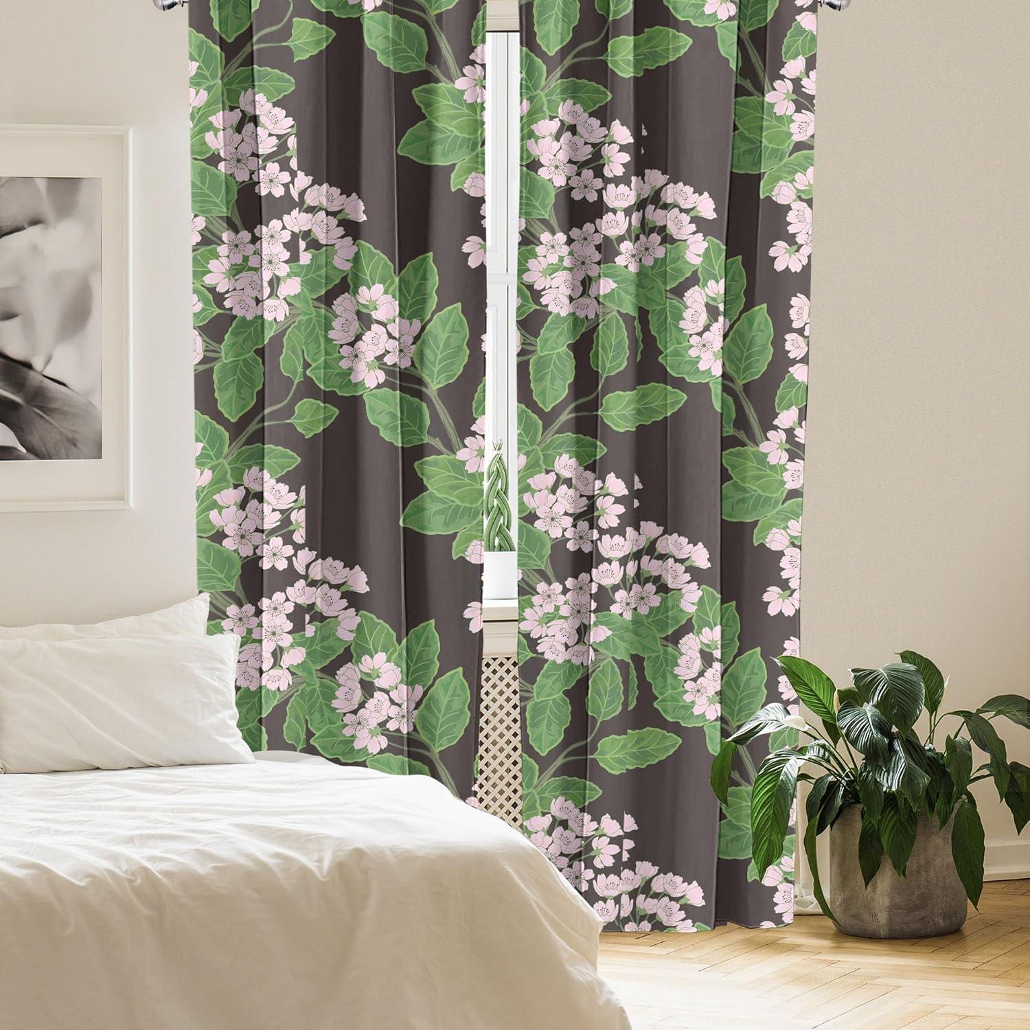 imageAmbesonne Gothic Wings Curtains Outline Style Illustrated Wild Nature Moth Pattern Neutral Colors Window Treatments 2 Panel Set for Living Room Bedroom Pair of 28 x 63 Charcoal Grey Sea BlueReseda Green Soft Pink