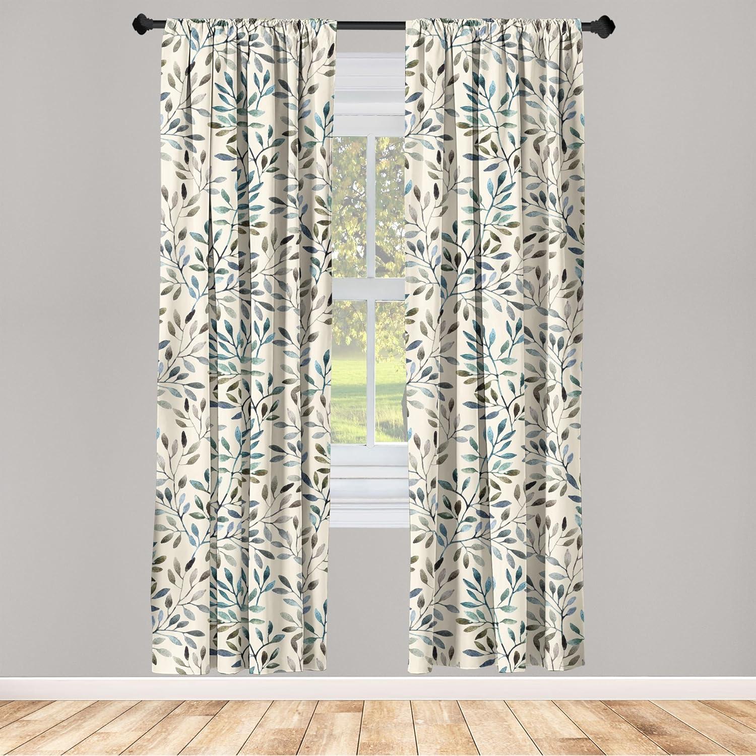 imageAmbesonne Poppy Curtains Vintage Composition of Neutral Flowers Greenish Peduncles Romantic Vibes Art Window Treatments 2 Panel Set for Living Room Bedroom Pair of 28 x 63 Blush Yellow GreenDark Petrol Blue and Sepia