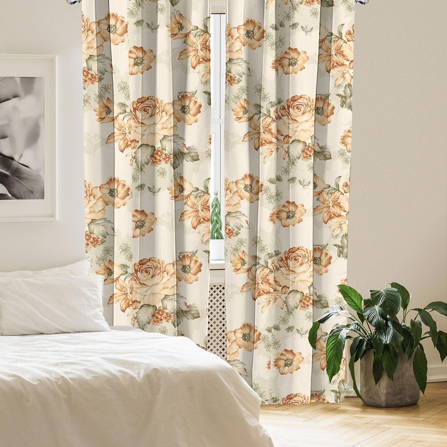 imageAmbesonne Poppy Curtains Vintage Composition of Neutral Flowers Greenish Peduncles Romantic Vibes Art Window Treatments 2 Panel Set for Living Room Bedroom Pair of 28 x 63 Blush Yellow GreenReseda Green Dark Peach