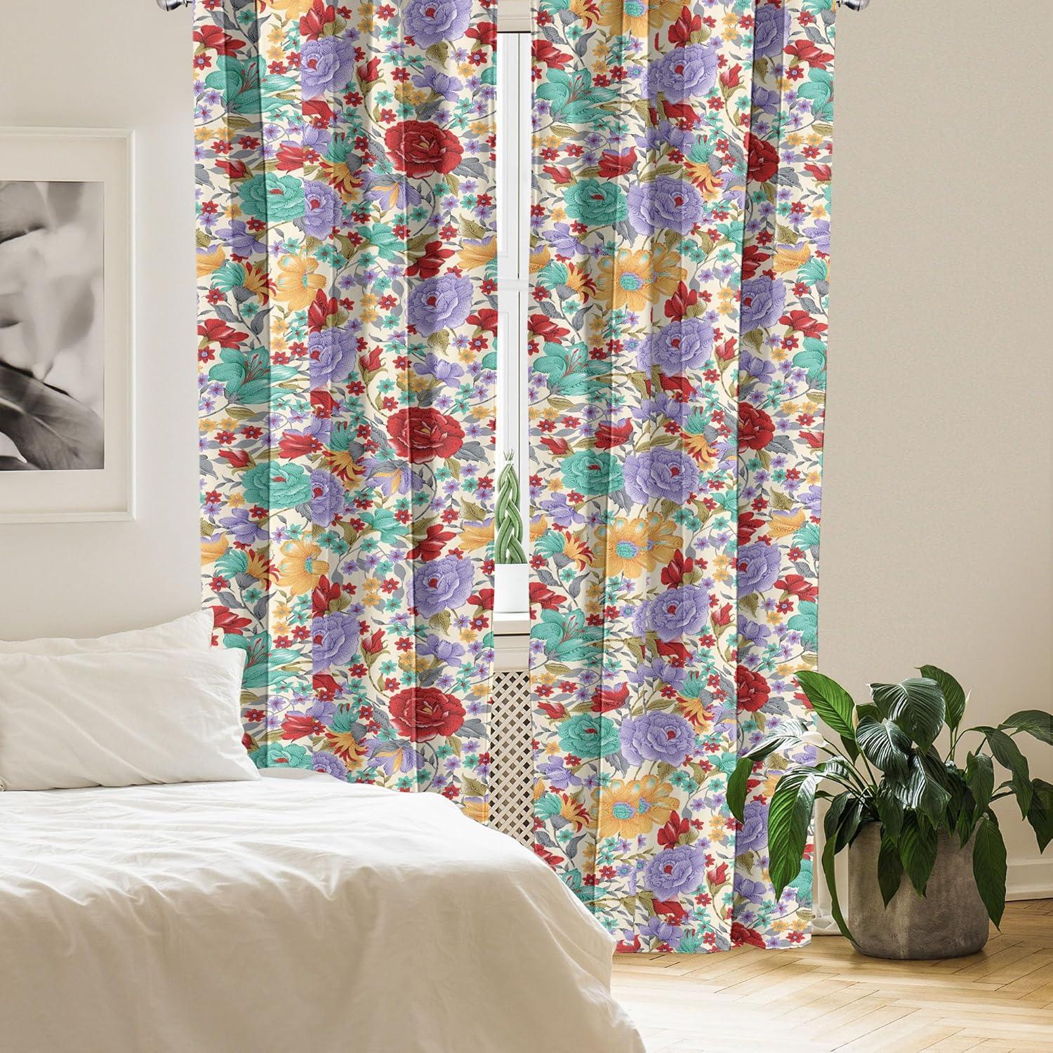 imageAmbesonne Poppy Curtains Vintage Composition of Neutral Flowers Greenish Peduncles Romantic Vibes Art Window Treatments 2 Panel Set for Living Room Bedroom Pair of 28 x 63 Blush Yellow GreenDark Coral Lavender Cream