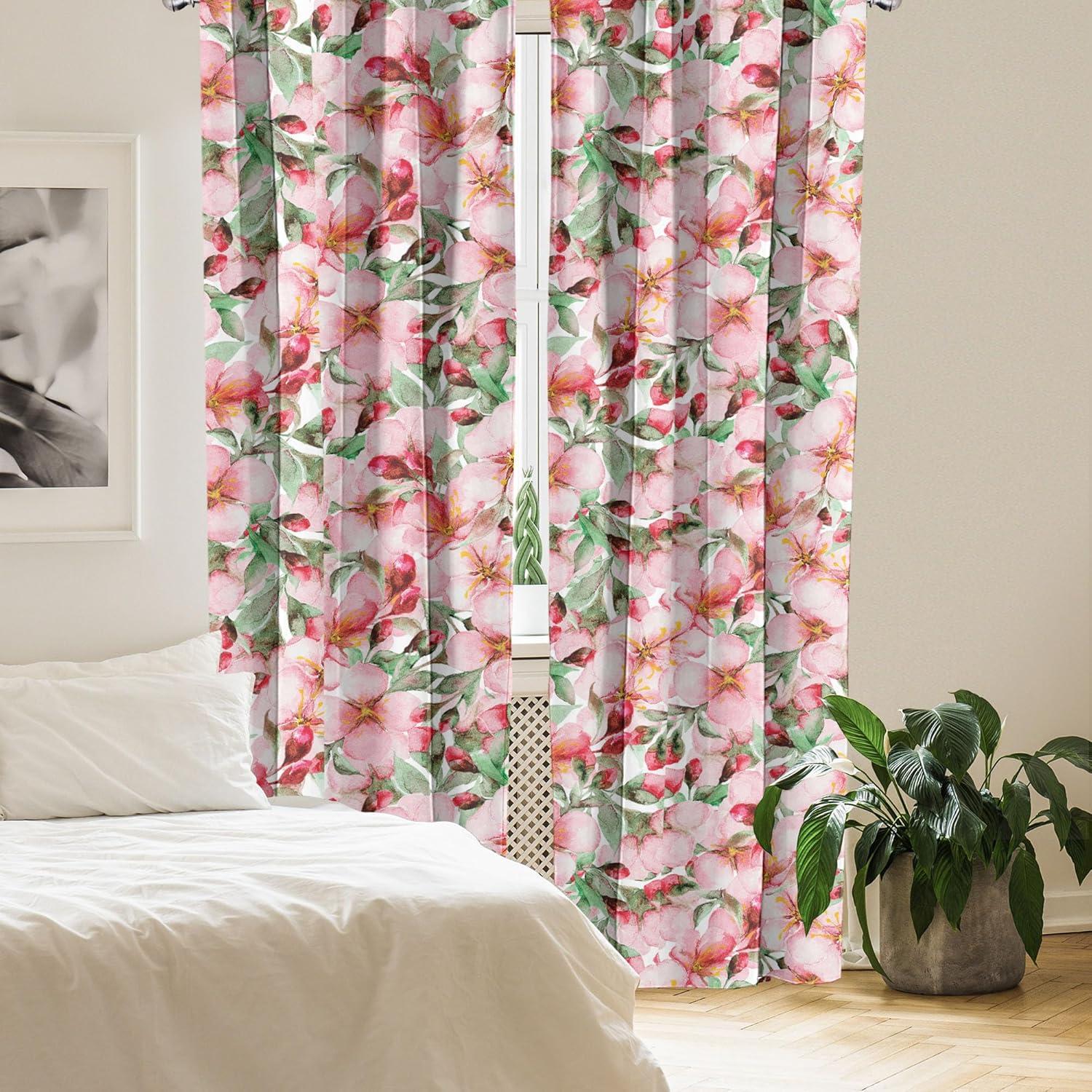 imageAmbesonne Retro Curtains Sketch Style Continuous Neutral Colors Floral Motifs Lines Dreamy Artwork Window Treatments 2 Panel Set for Living Room Bedroom Pair of 28 x 63 Soft Pink Pale PurplePale Salmon Mint Green