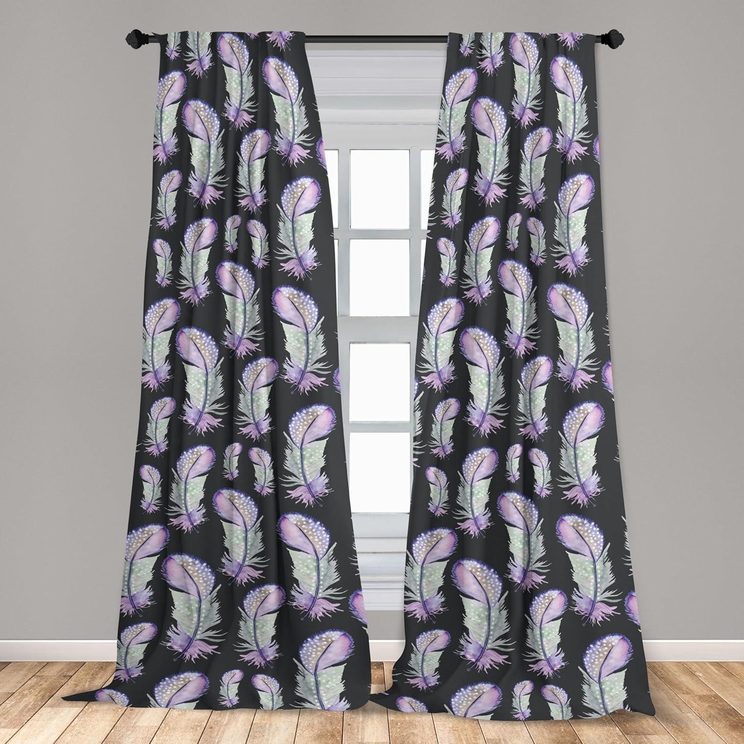 imageAmbesonne Retro Curtains Sketch Style Continuous Neutral Colors Floral Motifs Lines Dreamy Artwork Window Treatments 2 Panel Set for Living Room Bedroom Pair of 28 x 63 Soft Pink Pale PurplePale Purple Sage Green
