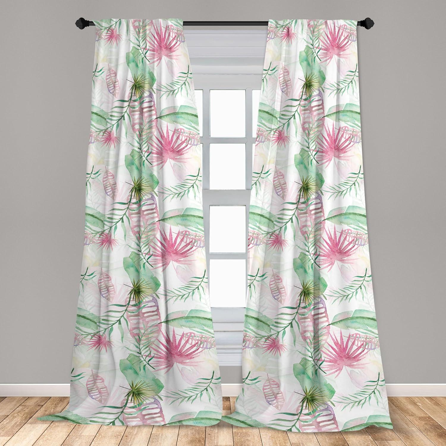 imageAmbesonne Retro Curtains Sketch Style Continuous Neutral Colors Floral Motifs Lines Dreamy Artwork Window Treatments 2 Panel Set for Living Room Bedroom Pair of 28 x 63 Soft Pink Pale PurpleDried Rose and Pale Green