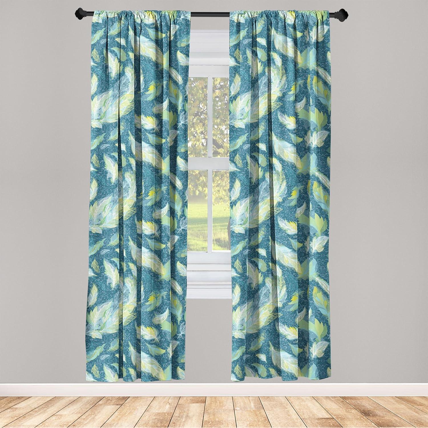 imageAmbesonne Retro Curtains Sketch Style Continuous Neutral Colors Floral Motifs Lines Dreamy Artwork Window Treatments 2 Panel Set for Living Room Bedroom Pair of 28 x 63 Soft Pink Pale PurplePistachio Green and Dark Teal