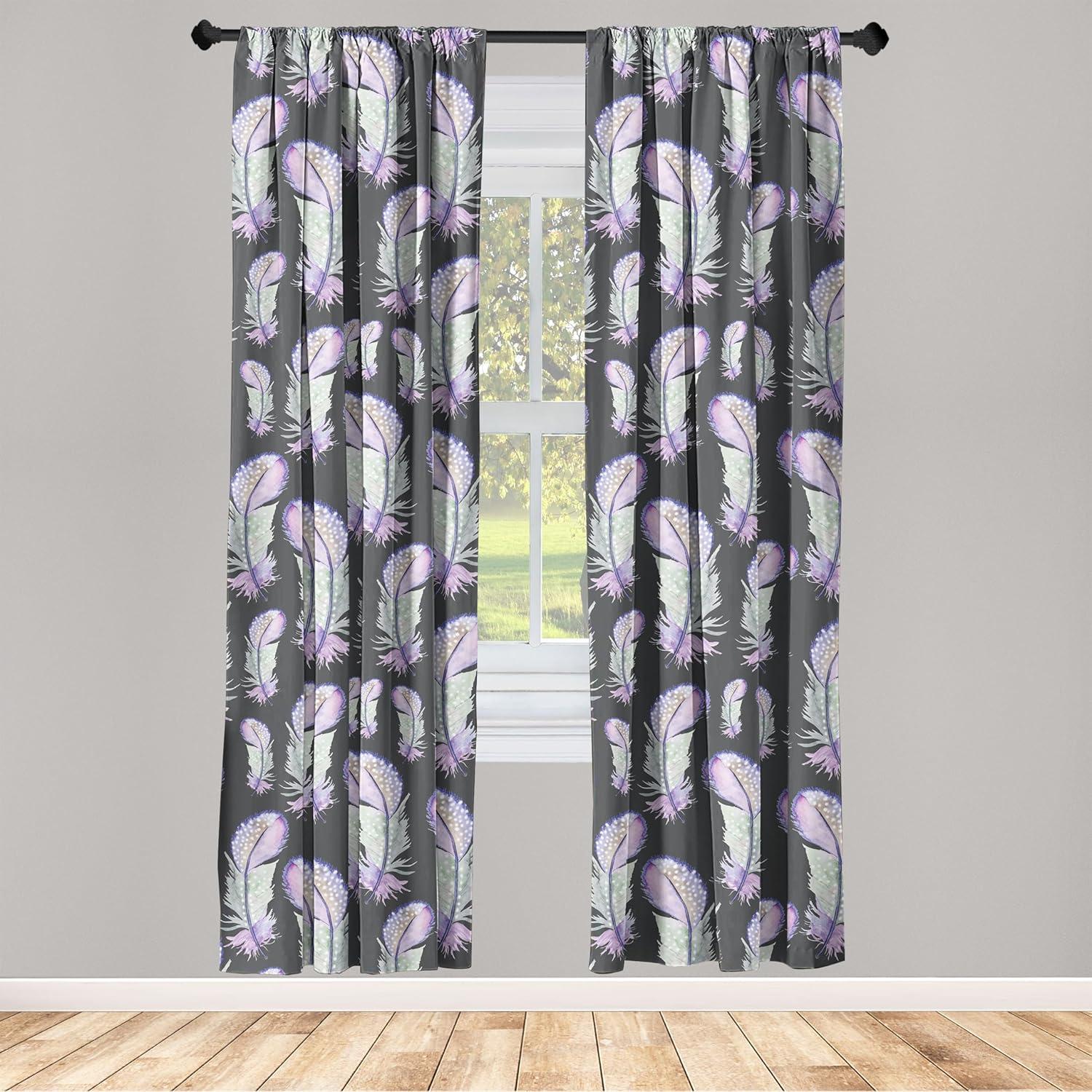 imageAmbesonne Retro Curtains Sketch Style Continuous Neutral Colors Floral Motifs Lines Dreamy Artwork Window Treatments 2 Panel Set for Living Room Bedroom Pair of 28 x 63 Soft Pink Pale PurplePale Purple Sage Green