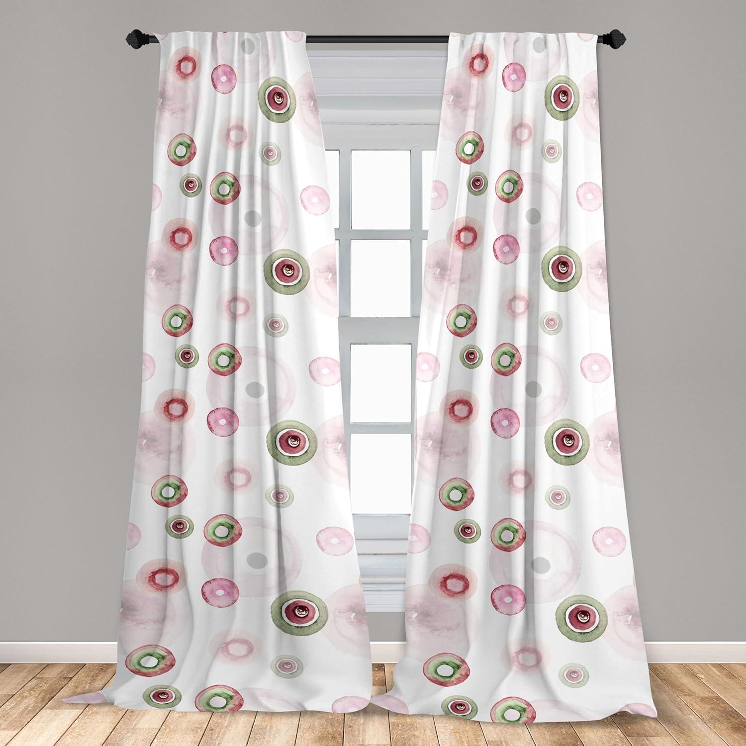 imageAmbesonne Retro Curtains Sketch Style Continuous Neutral Colors Floral Motifs Lines Dreamy Artwork Window Treatments 2 Panel Set for Living Room Bedroom Pair of 28 x 63 Soft Pink Pale PurplePistachio Green Soft Pink