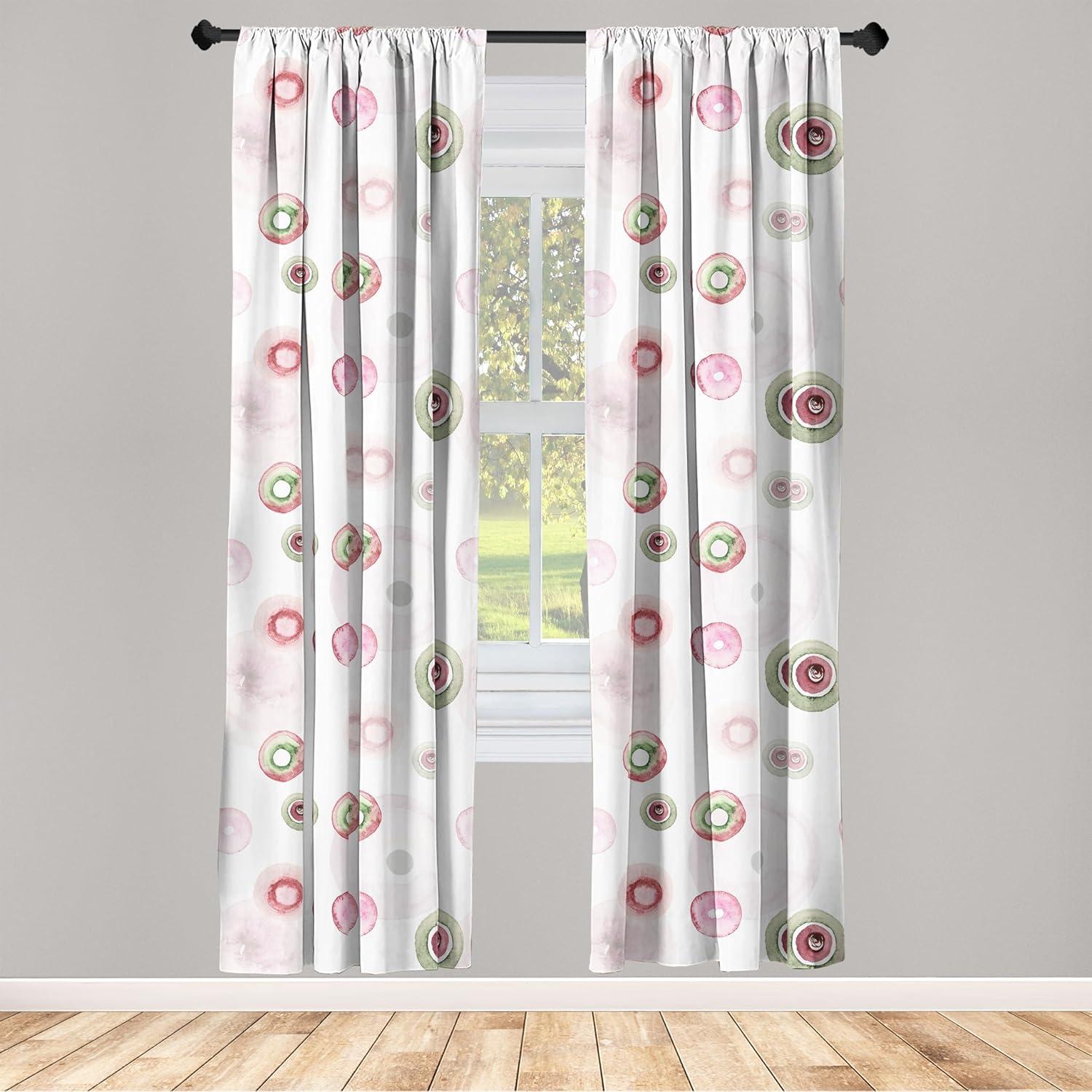 imageAmbesonne Retro Curtains Sketch Style Continuous Neutral Colors Floral Motifs Lines Dreamy Artwork Window Treatments 2 Panel Set for Living Room Bedroom Pair of 28 x 63 Soft Pink Pale PurplePistachio Green Soft Pink