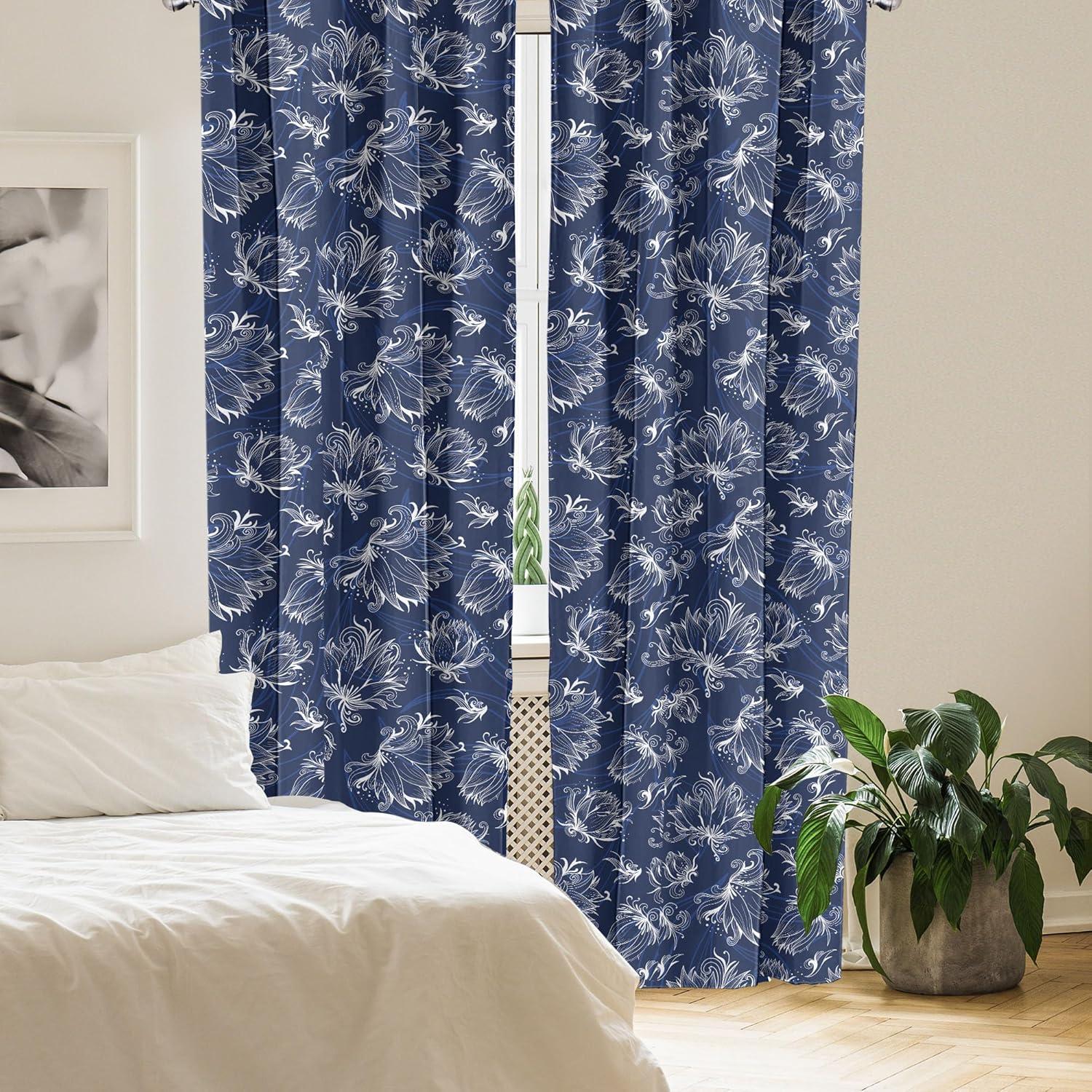 imageAmbesonne Retro Curtains Sketch Style Continuous Neutral Colors Floral Motifs Lines Dreamy Artwork Window Treatments 2 Panel Set for Living Room Bedroom Pair of 28 x 63 Soft Pink Pale PurpleIndigo White Grey