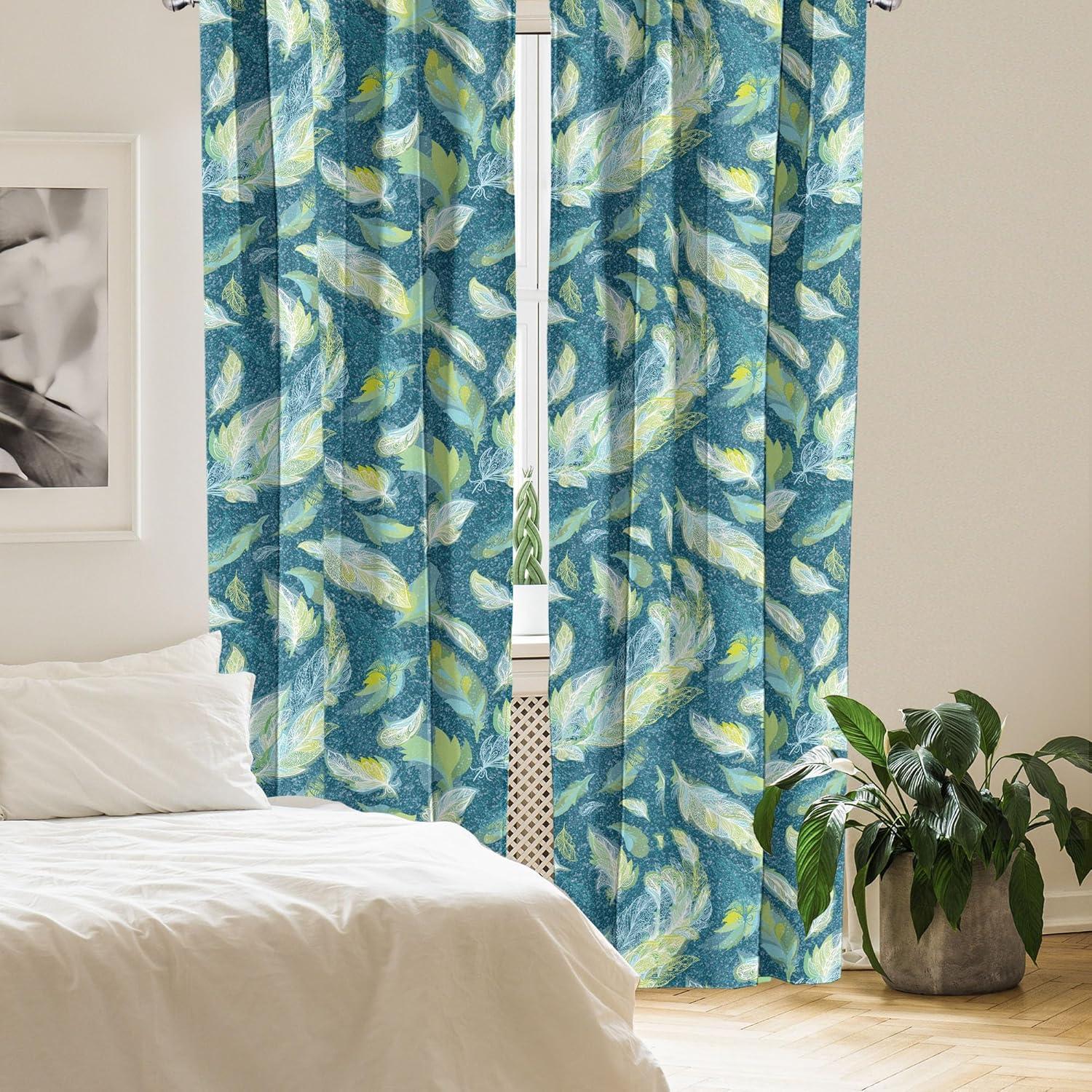 imageAmbesonne Retro Curtains Sketch Style Continuous Neutral Colors Floral Motifs Lines Dreamy Artwork Window Treatments 2 Panel Set for Living Room Bedroom Pair of 28 x 63 Soft Pink Pale PurplePistachio Green and Dark Teal