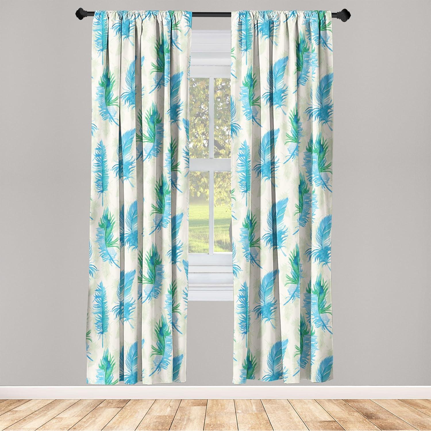 imageAmbesonne Retro Curtains Sketch Style Continuous Neutral Colors Floral Motifs Lines Dreamy Artwork Window Treatments 2 Panel Set for Living Room Bedroom Pair of 28 x 63 Soft Pink Pale PurplePale Sky Blue Sea Green