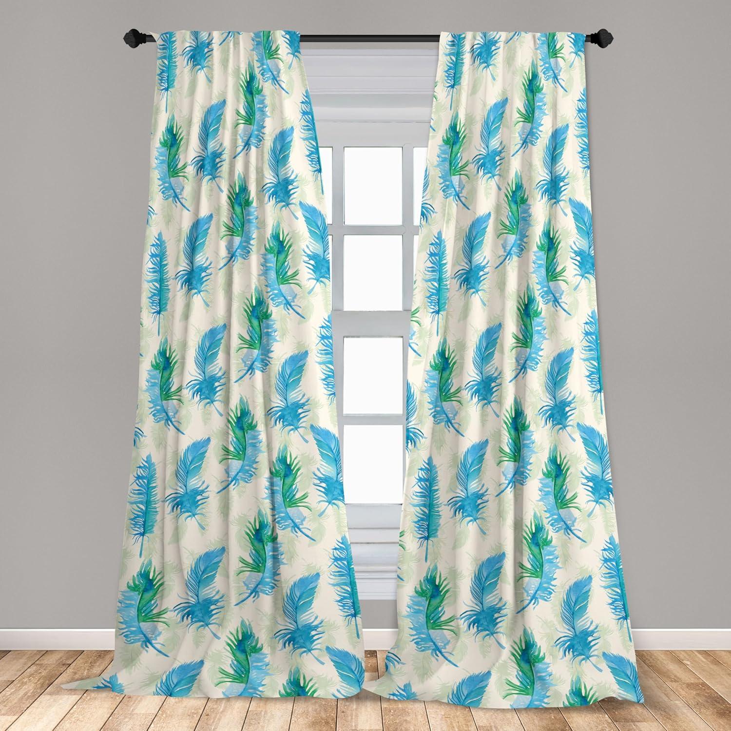 imageAmbesonne Retro Curtains Sketch Style Continuous Neutral Colors Floral Motifs Lines Dreamy Artwork Window Treatments 2 Panel Set for Living Room Bedroom Pair of 28 x 63 Soft Pink Pale PurplePale Sky Blue Sea Green
