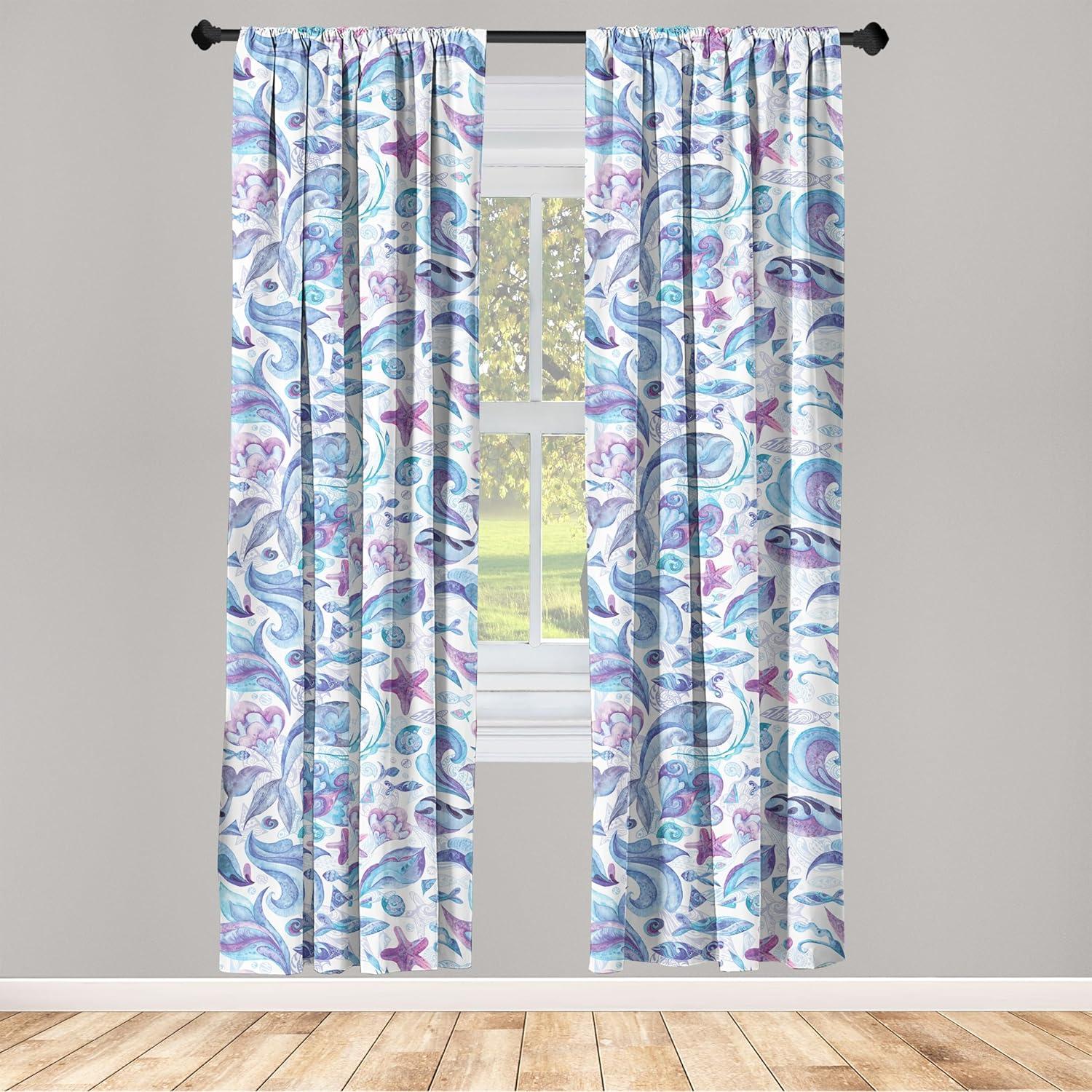 imageAmbesonne Retro Curtains Sketch Style Continuous Neutral Colors Floral Motifs Lines Dreamy Artwork Window Treatments 2 Panel Set for Living Room Bedroom Pair of 28 x 63 Soft Pink Pale PurplePale Sky Blue Violet