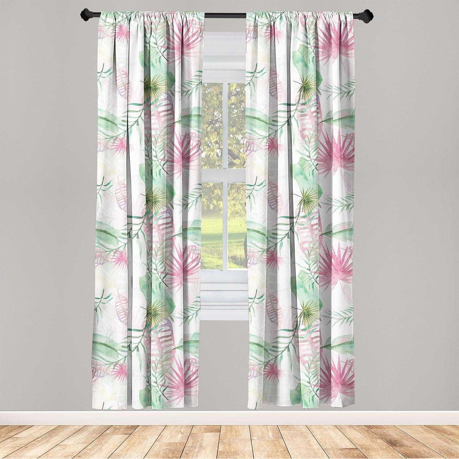 imageAmbesonne Retro Curtains Sketch Style Continuous Neutral Colors Floral Motifs Lines Dreamy Artwork Window Treatments 2 Panel Set for Living Room Bedroom Pair of 28 x 63 Soft Pink Pale PurpleDried Rose and Pale Green