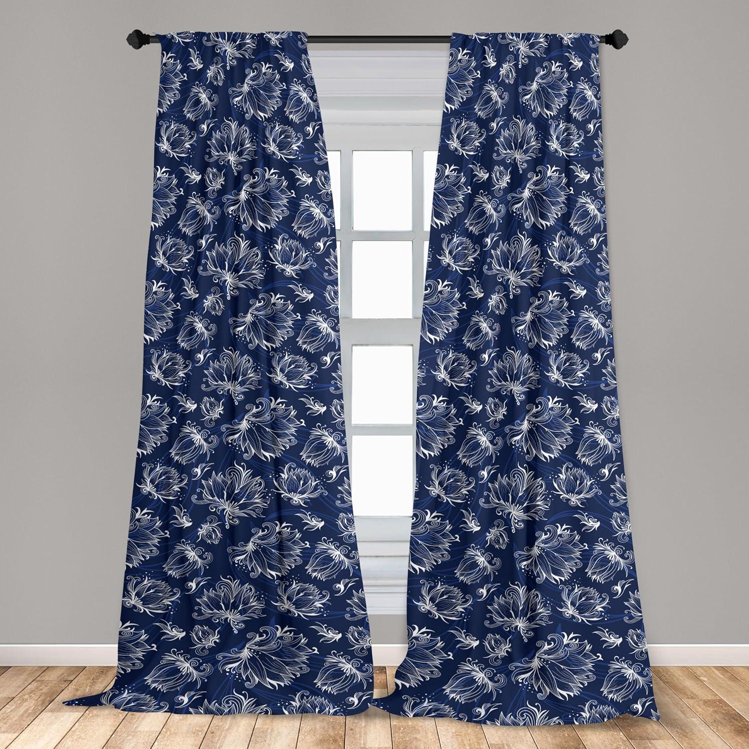 imageAmbesonne Retro Curtains Sketch Style Continuous Neutral Colors Floral Motifs Lines Dreamy Artwork Window Treatments 2 Panel Set for Living Room Bedroom Pair of 28 x 63 Soft Pink Pale PurpleIndigo White Grey
