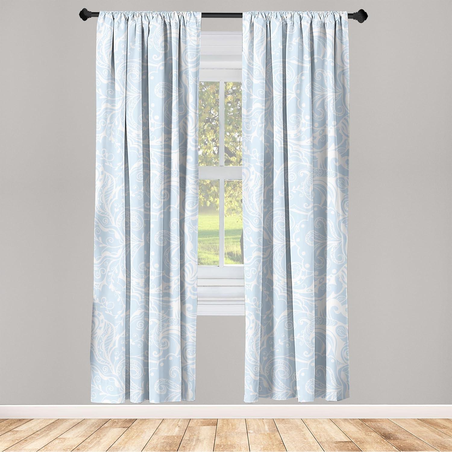 imageAmbesonne Retro Curtains Sketch Style Continuous Neutral Colors Floral Motifs Lines Dreamy Artwork Window Treatments 2 Panel Set for Living Room Bedroom Pair of 28 x 63 Soft Pink Pale PurplePale Sky Blue and White