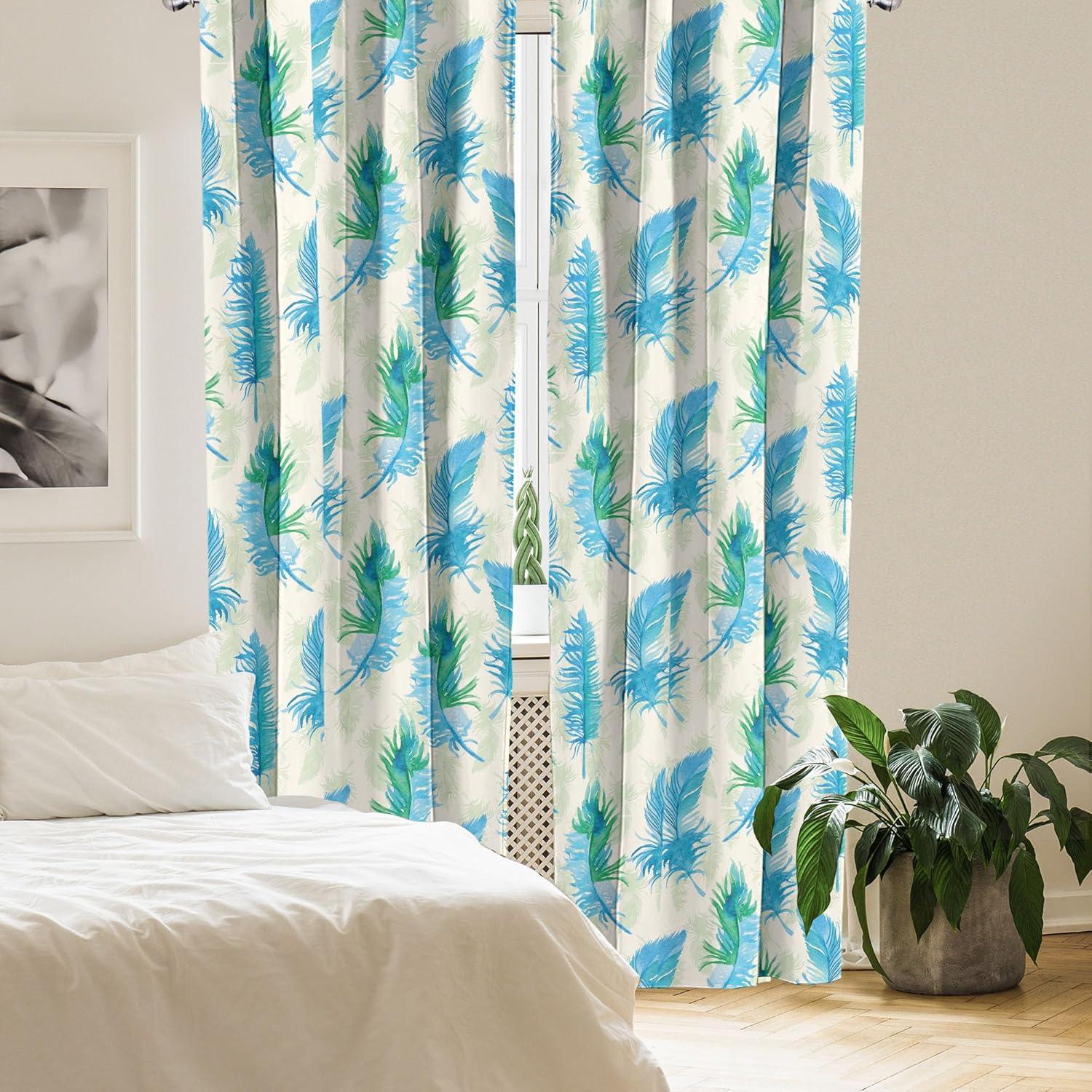 imageAmbesonne Retro Curtains Sketch Style Continuous Neutral Colors Floral Motifs Lines Dreamy Artwork Window Treatments 2 Panel Set for Living Room Bedroom Pair of 28 x 63 Soft Pink Pale PurplePale Sky Blue Sea Green