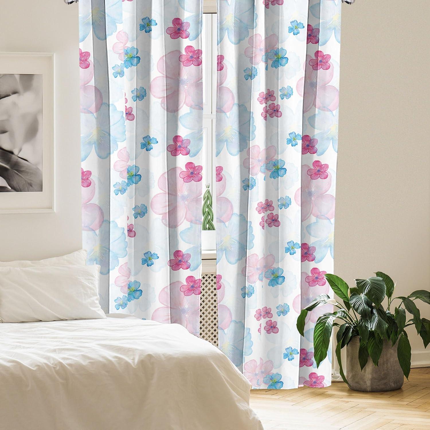 imageAmbesonne Retro Curtains Sketch Style Continuous Neutral Colors Floral Motifs Lines Dreamy Artwork Window Treatments 2 Panel Set for Living Room Bedroom Pair of 28 x 63 Soft Pink Pale PurplePale Sky Blue Soft Pink