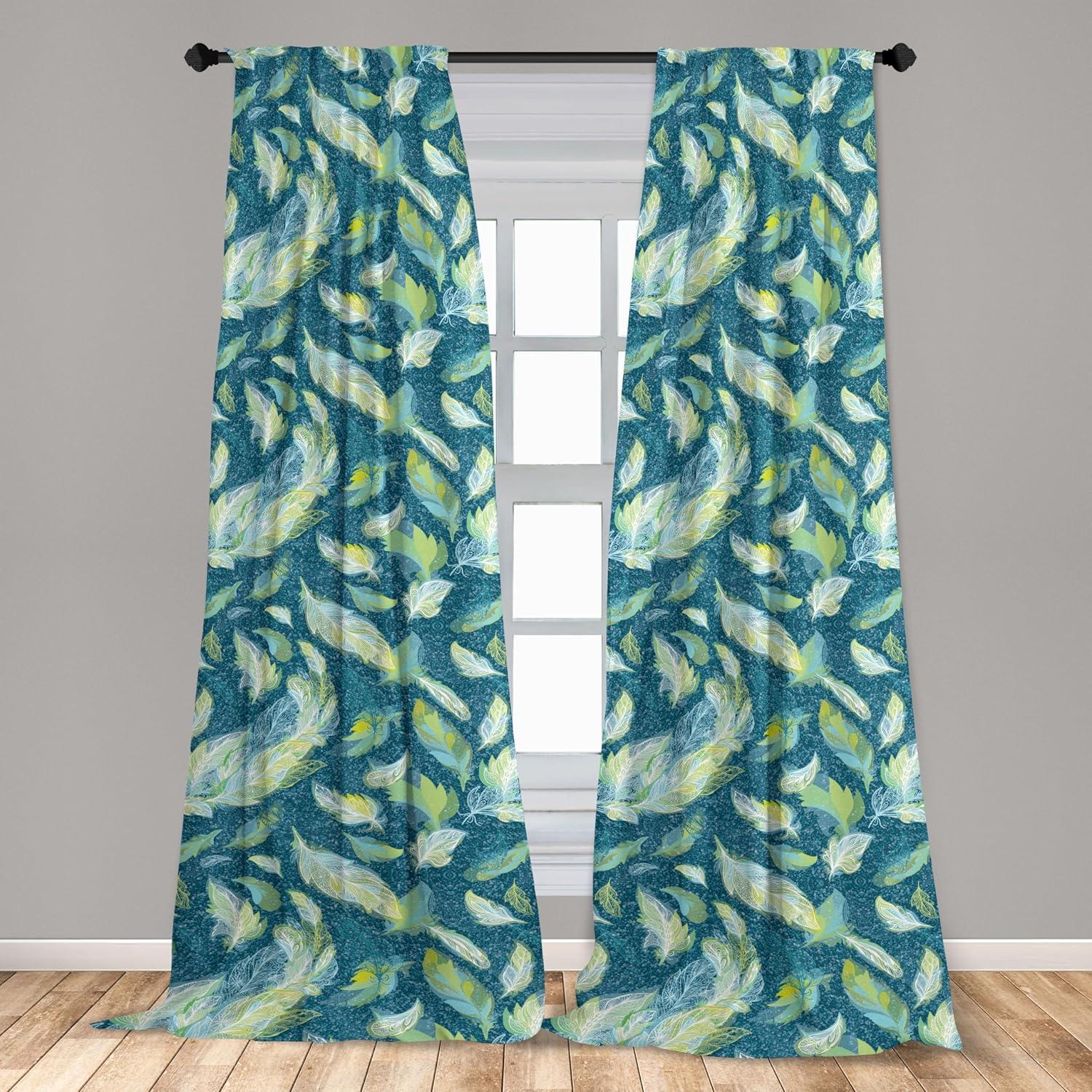 imageAmbesonne Retro Curtains Sketch Style Continuous Neutral Colors Floral Motifs Lines Dreamy Artwork Window Treatments 2 Panel Set for Living Room Bedroom Pair of 28 x 63 Soft Pink Pale PurplePistachio Green and Dark Teal