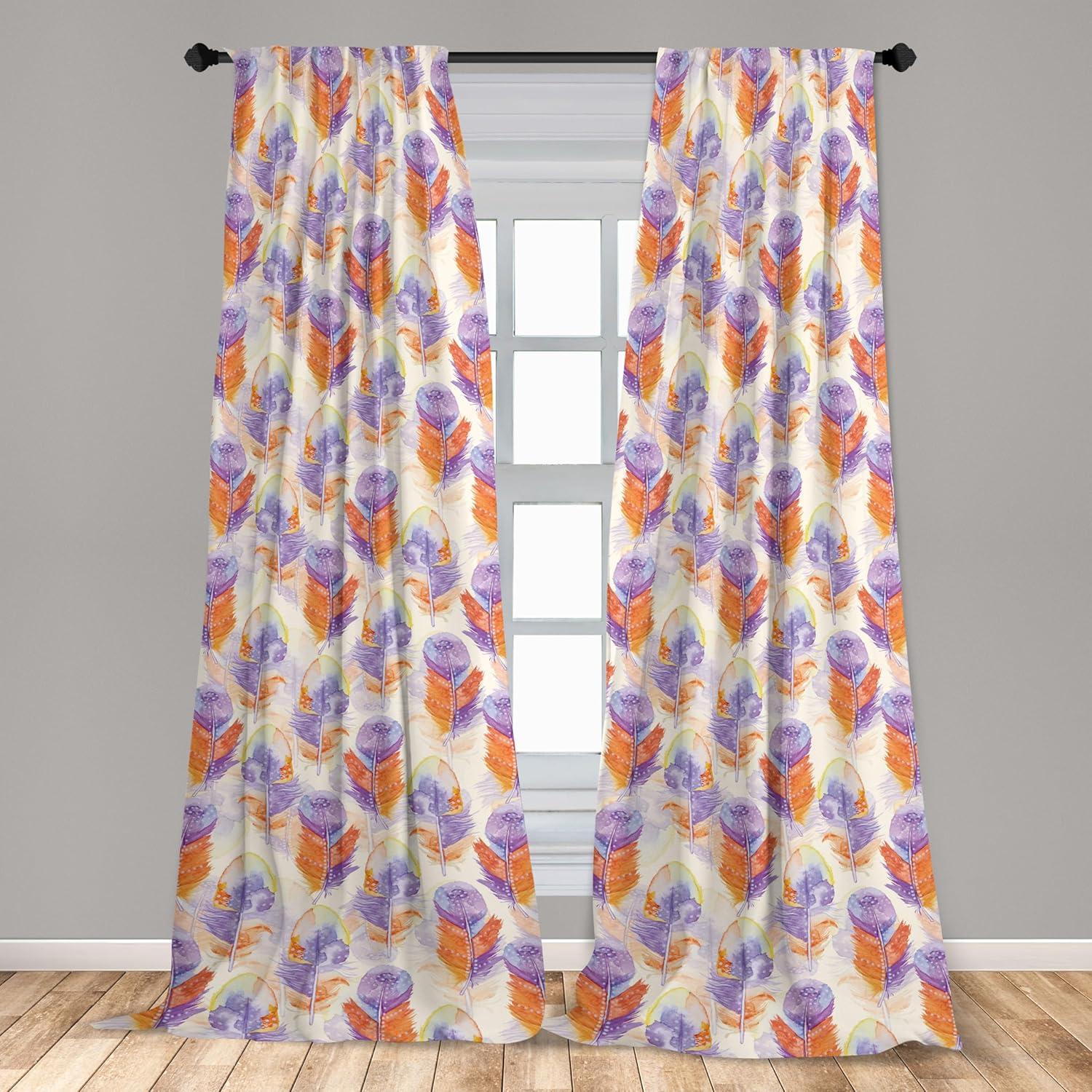 imageAmbesonne Retro Curtains Sketch Style Continuous Neutral Colors Floral Motifs Lines Dreamy Artwork Window Treatments 2 Panel Set for Living Room Bedroom Pair of 28 x 63 Soft Pink Pale PurplePastel Purple Dark Peach
