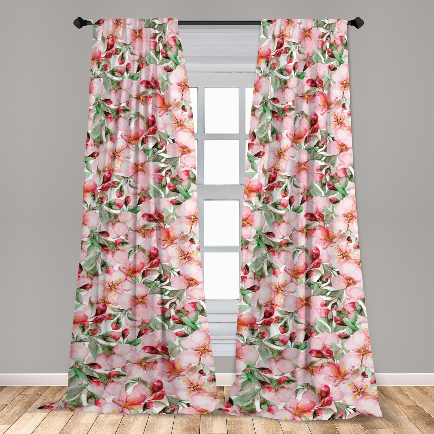 imageAmbesonne Retro Curtains Sketch Style Continuous Neutral Colors Floral Motifs Lines Dreamy Artwork Window Treatments 2 Panel Set for Living Room Bedroom Pair of 28 x 63 Soft Pink Pale PurplePale Salmon Mint Green