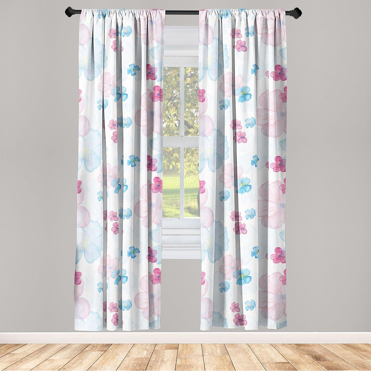 imageAmbesonne Retro Curtains Sketch Style Continuous Neutral Colors Floral Motifs Lines Dreamy Artwork Window Treatments 2 Panel Set for Living Room Bedroom Pair of 28 x 63 Soft Pink Pale PurplePale Sky Blue Soft Pink