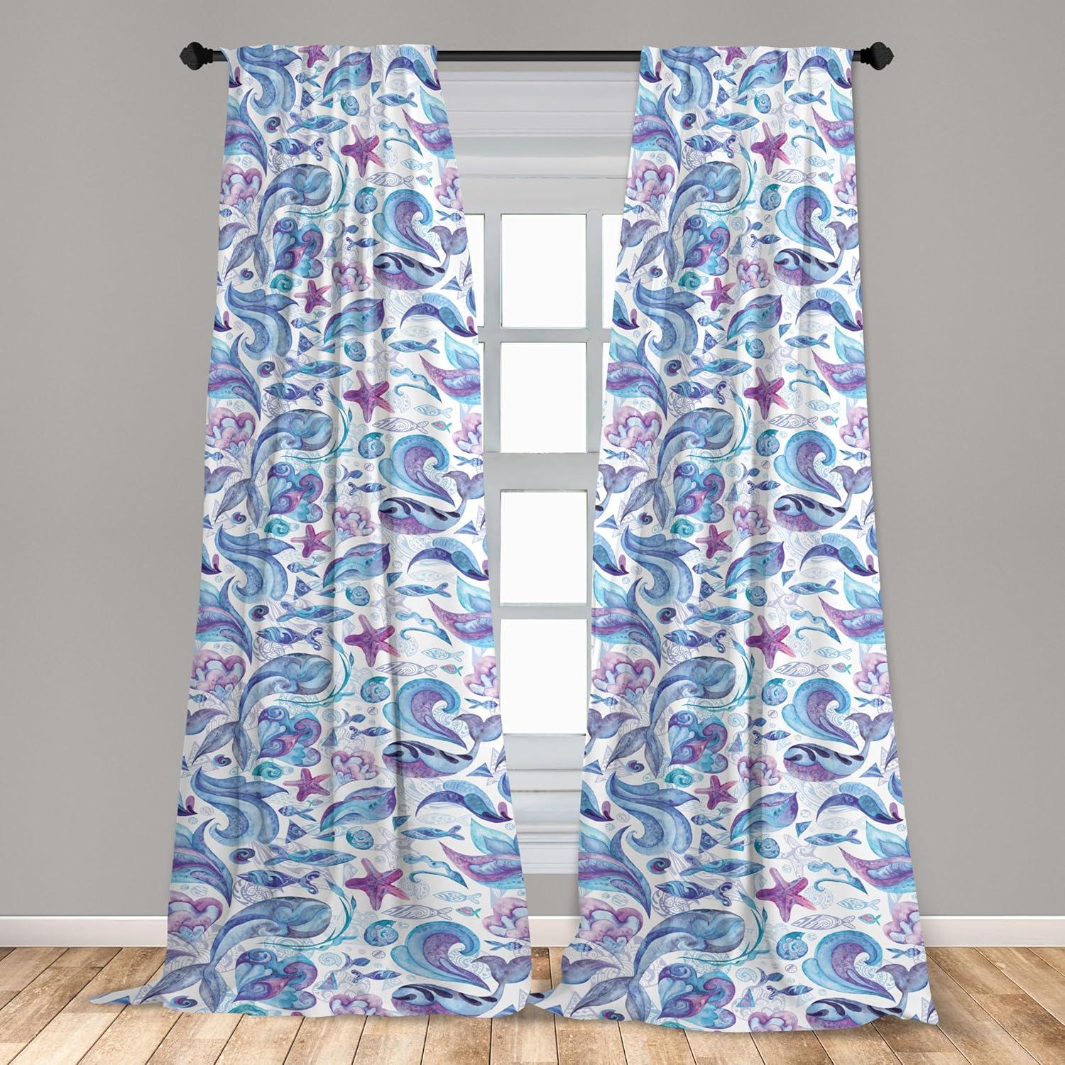 imageAmbesonne Retro Curtains Sketch Style Continuous Neutral Colors Floral Motifs Lines Dreamy Artwork Window Treatments 2 Panel Set for Living Room Bedroom Pair of 28 x 63 Soft Pink Pale PurplePale Sky Blue Violet