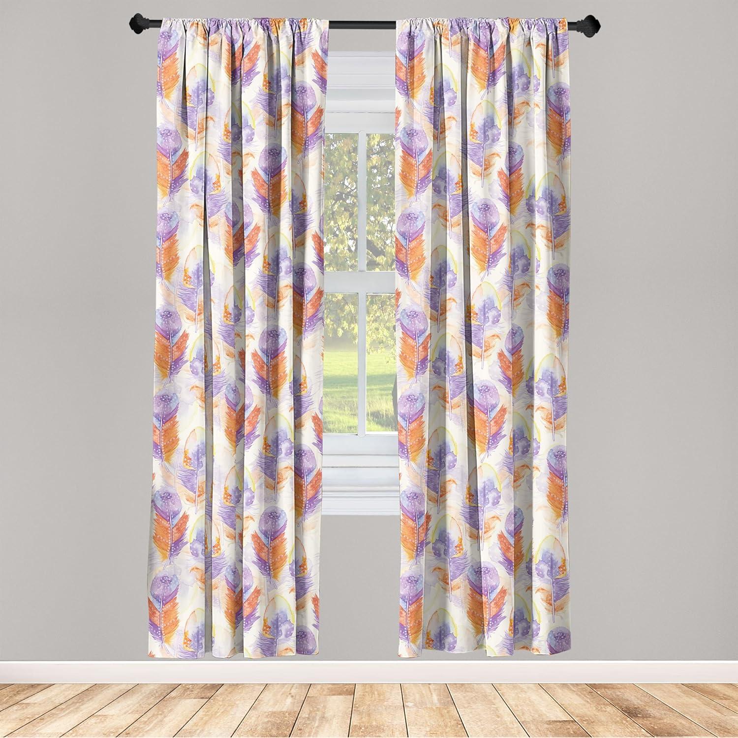 imageAmbesonne Retro Curtains Sketch Style Continuous Neutral Colors Floral Motifs Lines Dreamy Artwork Window Treatments 2 Panel Set for Living Room Bedroom Pair of 28 x 63 Soft Pink Pale PurplePastel Purple Dark Peach