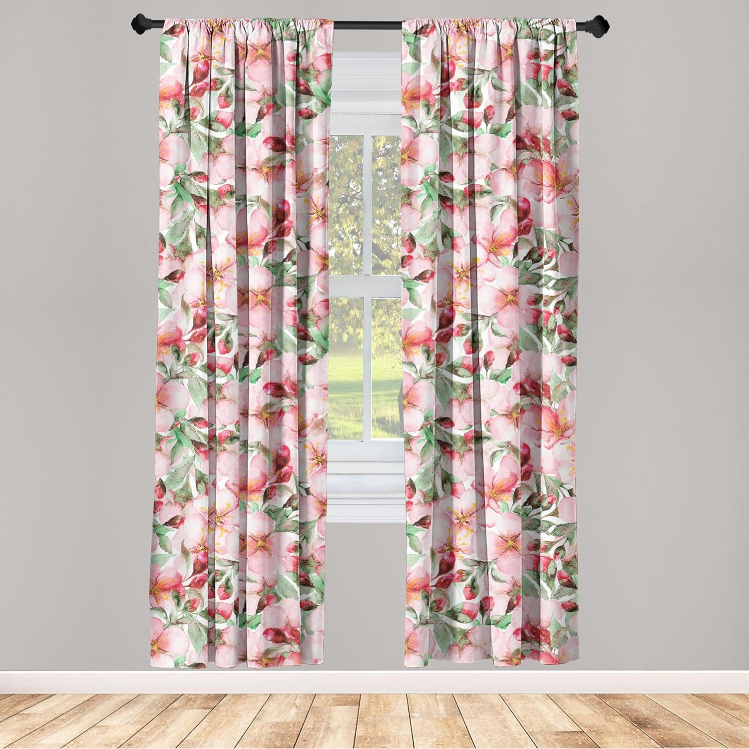 imageAmbesonne Retro Curtains Sketch Style Continuous Neutral Colors Floral Motifs Lines Dreamy Artwork Window Treatments 2 Panel Set for Living Room Bedroom Pair of 28 x 63 Soft Pink Pale PurplePale Salmon Mint Green