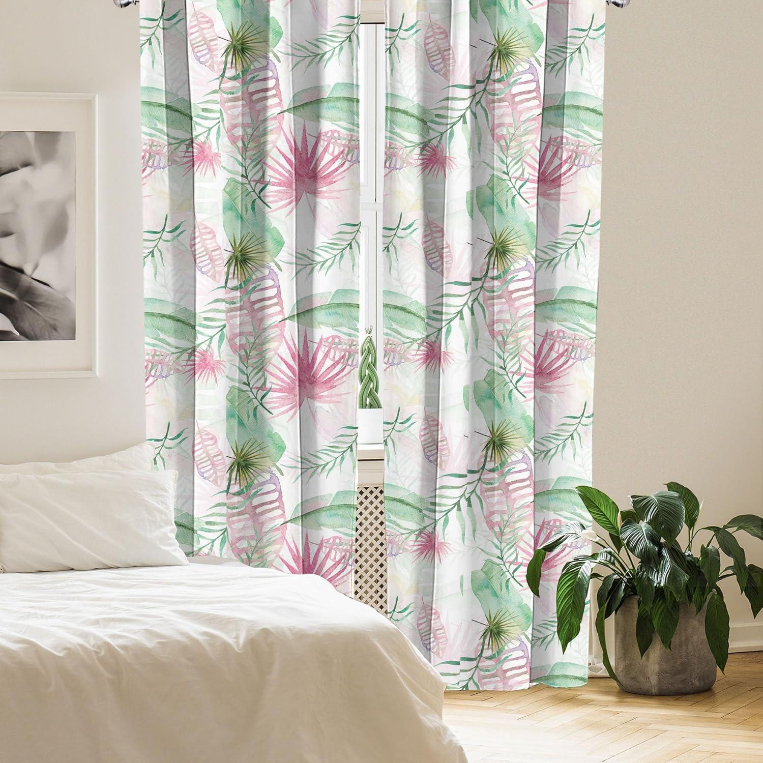 imageAmbesonne Retro Curtains Sketch Style Continuous Neutral Colors Floral Motifs Lines Dreamy Artwork Window Treatments 2 Panel Set for Living Room Bedroom Pair of 28 x 63 Soft Pink Pale PurpleDried Rose and Pale Green