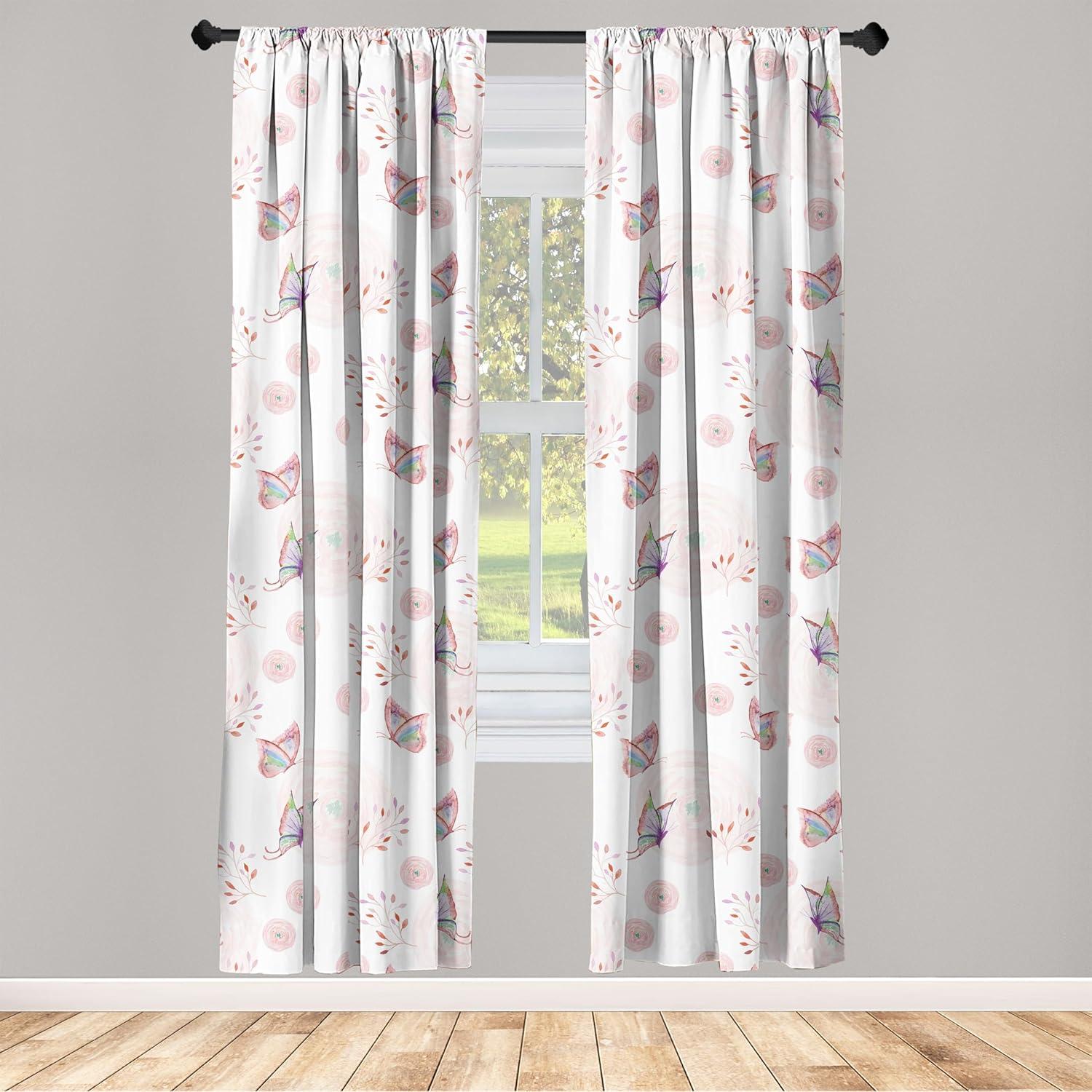 imageAmbesonne Retro Curtains Sketch Style Continuous Neutral Colors Floral Motifs Lines Dreamy Artwork Window Treatments 2 Panel Set for Living Room Bedroom Pair of 28 x 63 Soft Pink Pale PurplePale Rose Navy Blue