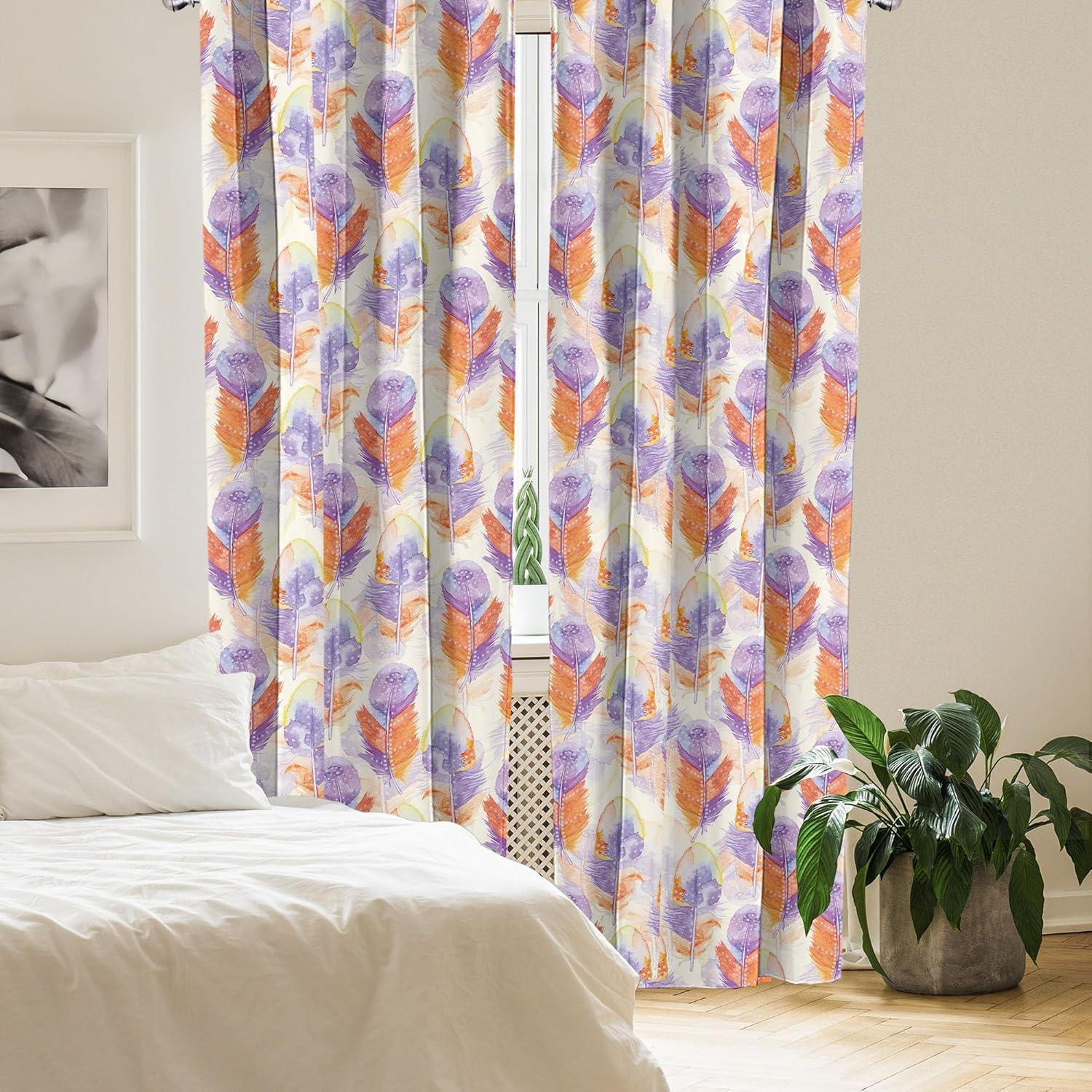 imageAmbesonne Retro Curtains Sketch Style Continuous Neutral Colors Floral Motifs Lines Dreamy Artwork Window Treatments 2 Panel Set for Living Room Bedroom Pair of 28 x 63 Soft Pink Pale PurplePastel Purple Dark Peach