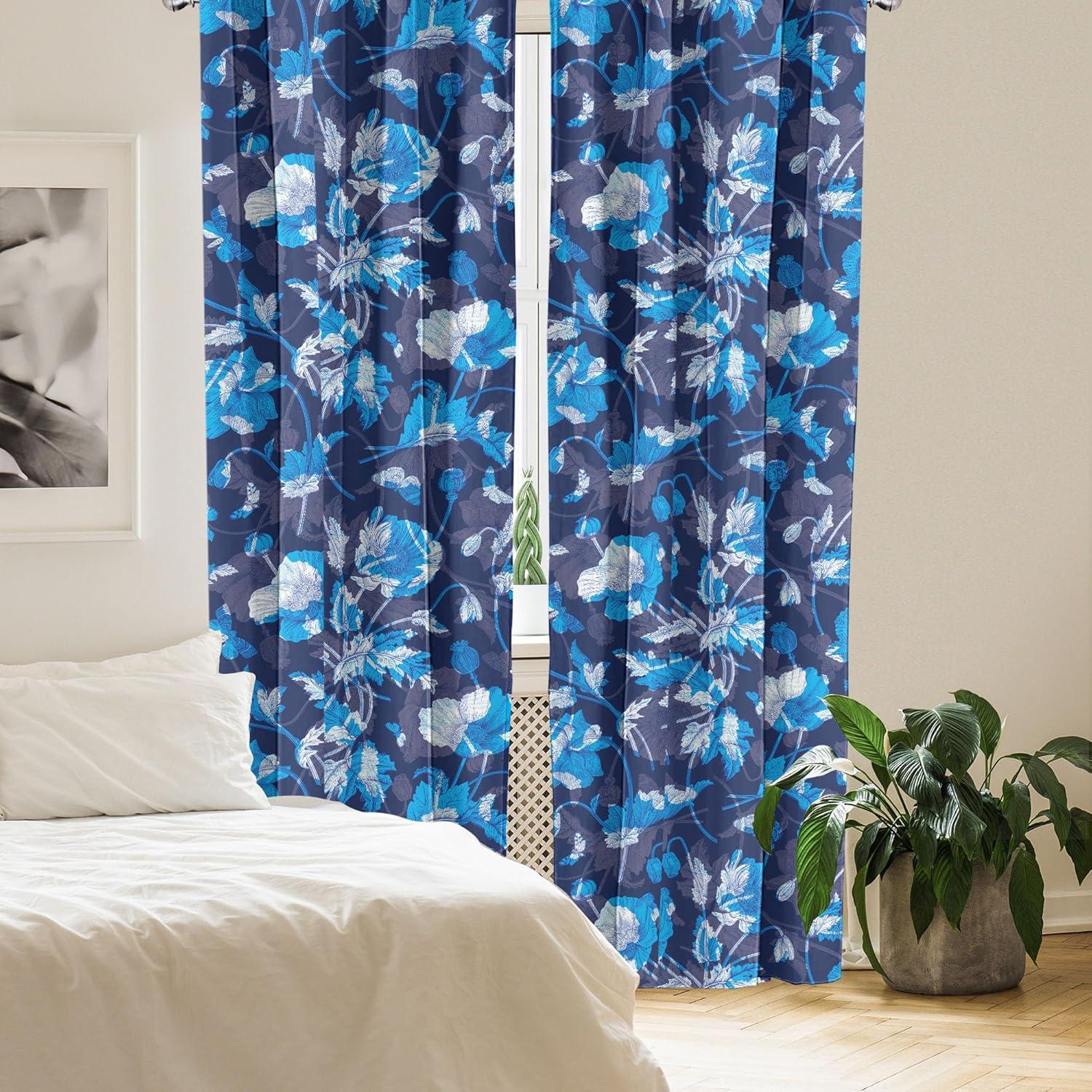 imageAmbesonne Tropical Leaves Curtains Retro Wave Colors Monstera Palm Tree Leaves Neutral Boho Print Window Treatments 2 Panel Set for Living Room Bedroom Pair of 28 x 84 Dark Lavender IndigoSky Blue Ceil Blue Quartz