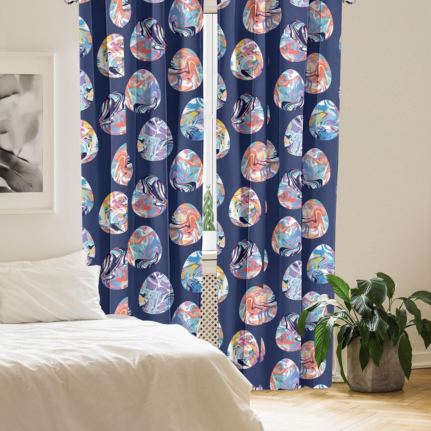 imageAmbesonne Tropical Leaves Curtains Retro Wave Colors Monstera Palm Tree Leaves Neutral Boho Print Window Treatments 2 Panel Set for Living Room Bedroom Pair of 28 x 84 Dark Lavender IndigoIndigo Multicolor