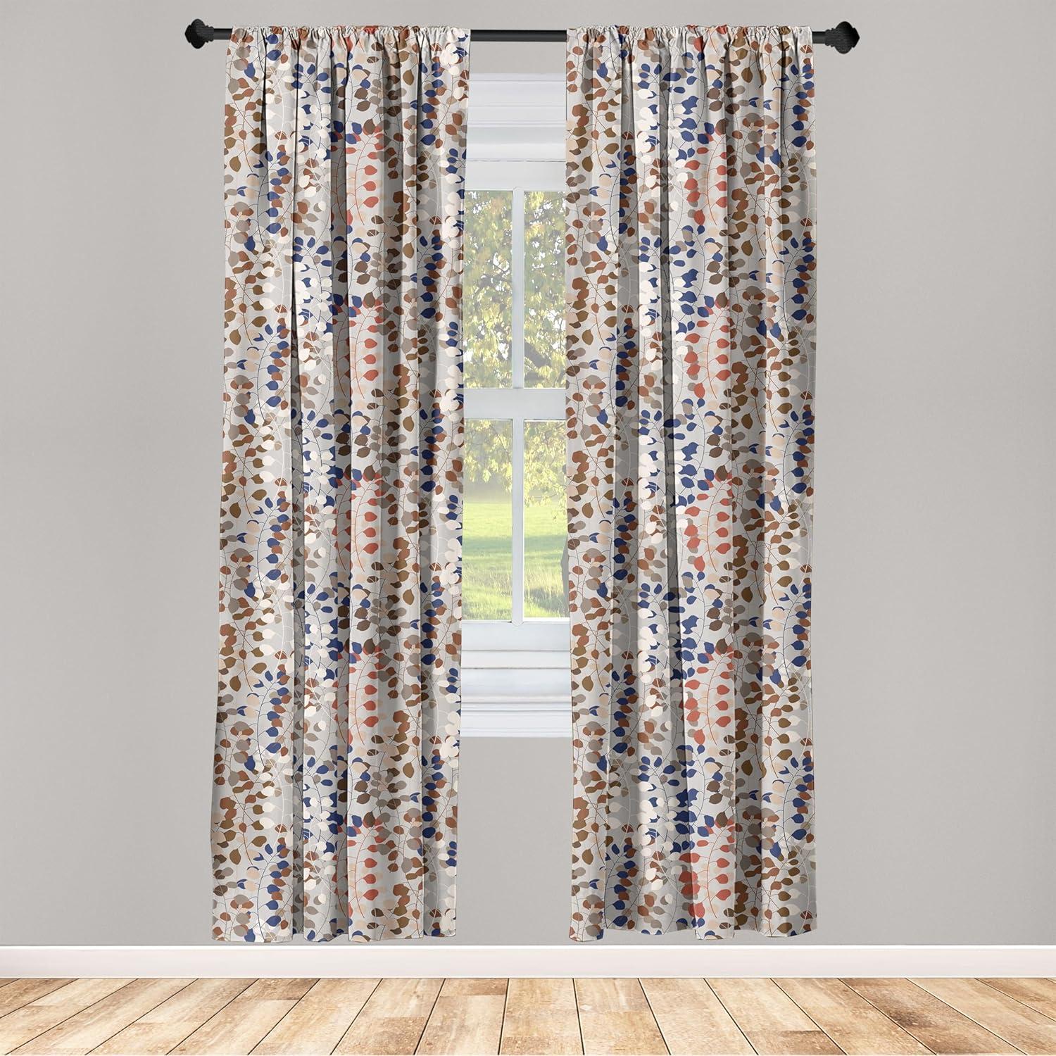 imageAmbesonne Tropical Leaves Curtains Retro Wave Colors Monstera Palm Tree Leaves Neutral Boho Print Window Treatments 2 Panel Set for Living Room Bedroom Pair of 28 x 84 Dark Lavender IndigoRuby Dark Lavender