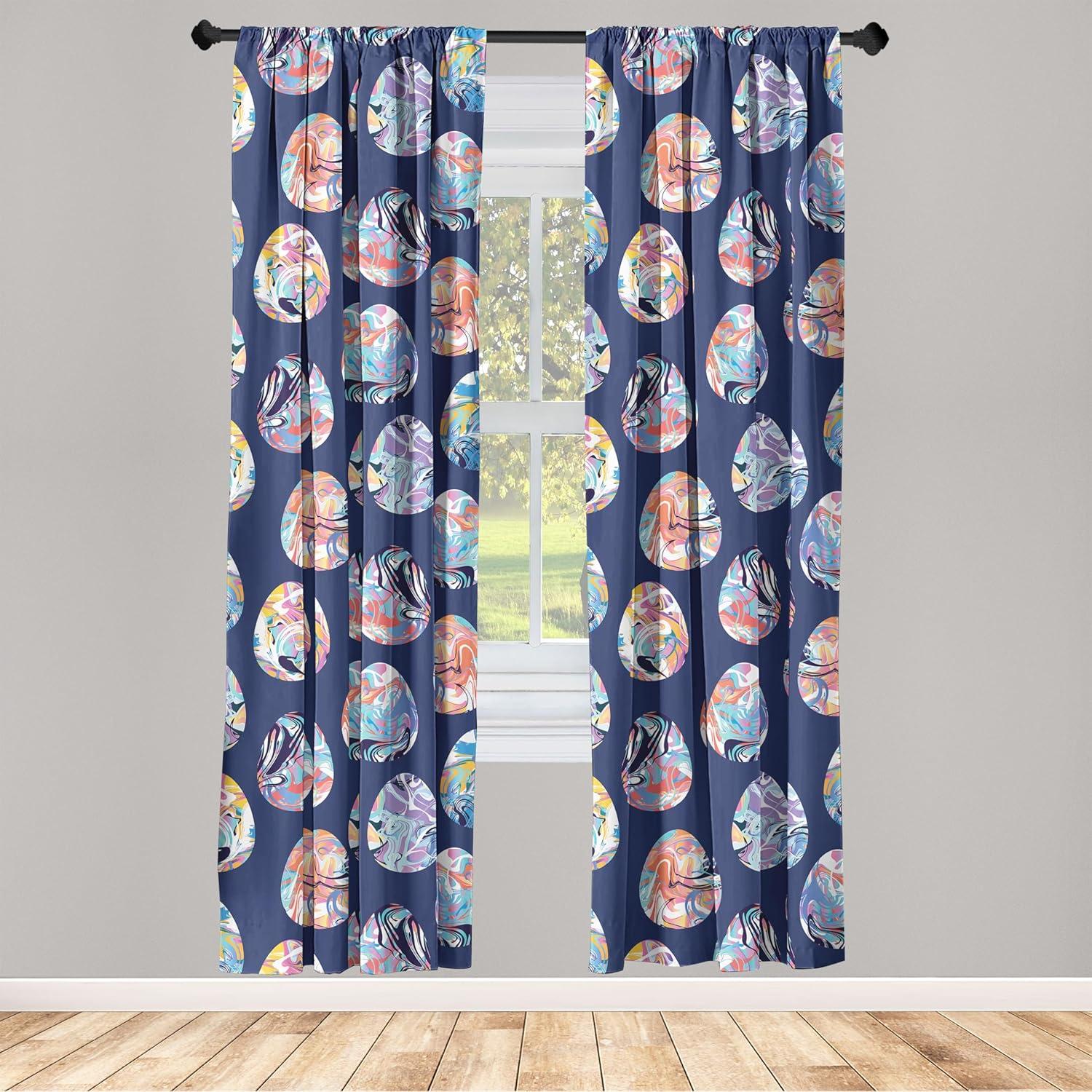 imageAmbesonne Tropical Leaves Curtains Retro Wave Colors Monstera Palm Tree Leaves Neutral Boho Print Window Treatments 2 Panel Set for Living Room Bedroom Pair of 28 x 84 Dark Lavender IndigoIndigo Multicolor