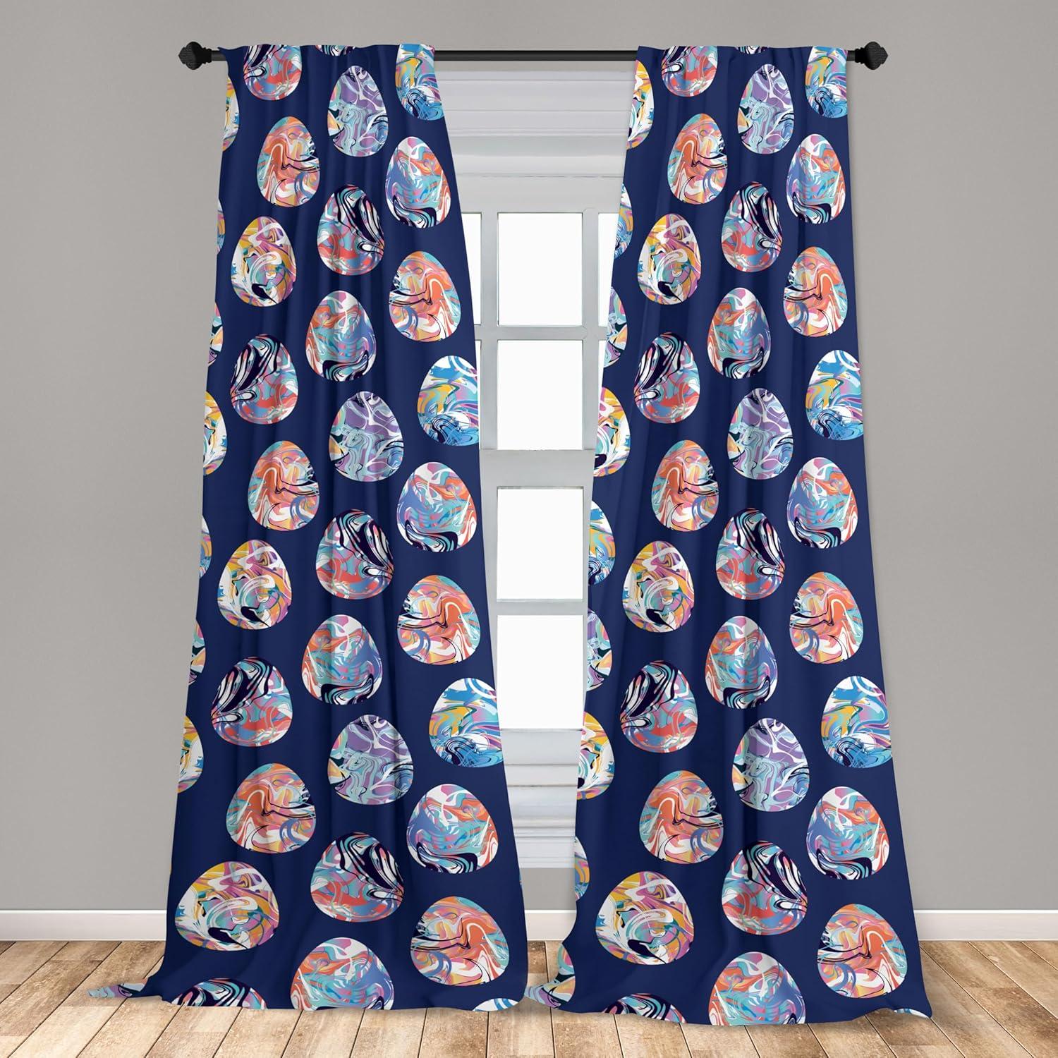imageAmbesonne Tropical Leaves Curtains Retro Wave Colors Monstera Palm Tree Leaves Neutral Boho Print Window Treatments 2 Panel Set for Living Room Bedroom Pair of 28 x 84 Dark Lavender IndigoIndigo Multicolor
