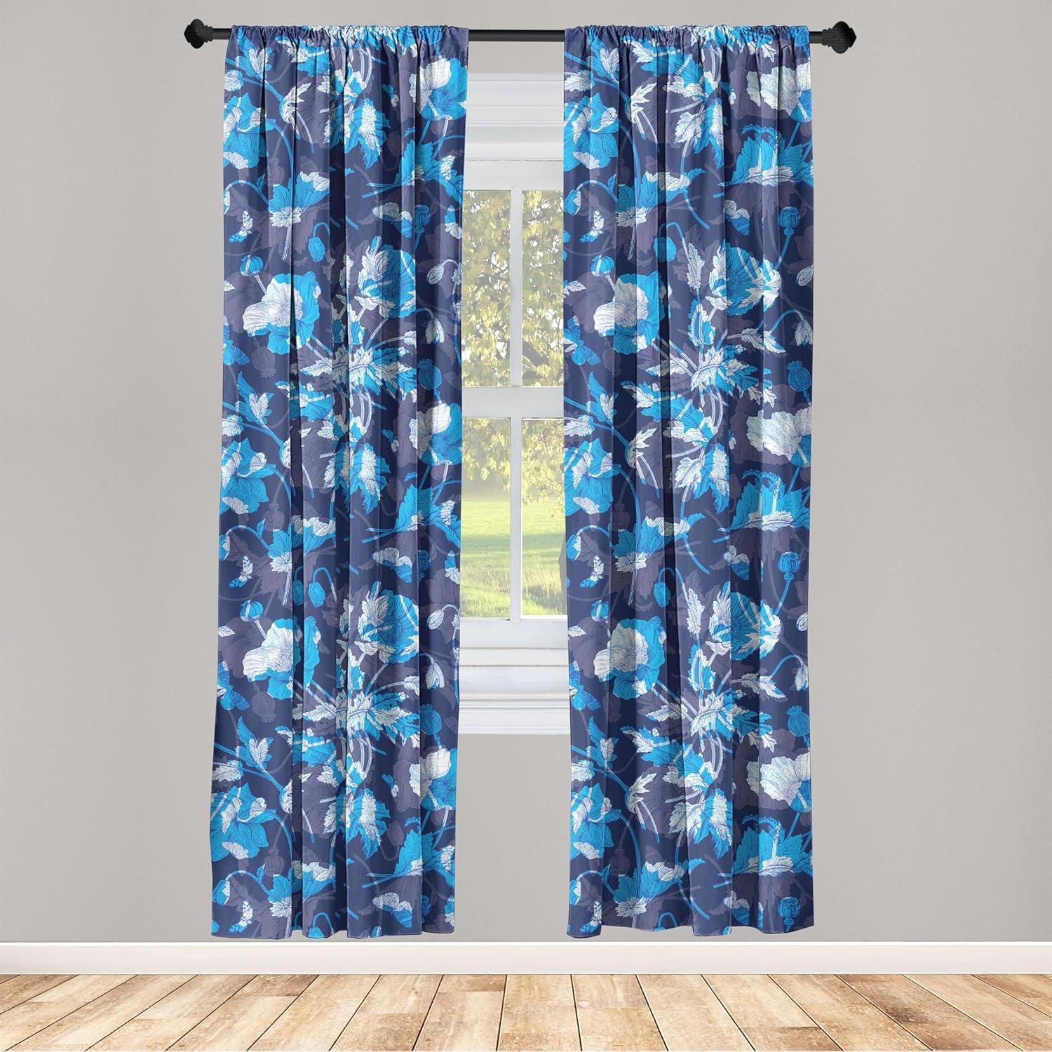 imageAmbesonne Tropical Leaves Curtains Retro Wave Colors Monstera Palm Tree Leaves Neutral Boho Print Window Treatments 2 Panel Set for Living Room Bedroom Pair of 28 x 84 Dark Lavender IndigoSky Blue Ceil Blue Quartz