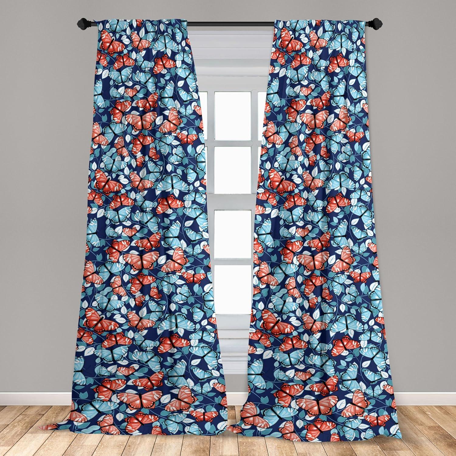 imageAmbesonne Tropical Leaves Curtains Retro Wave Colors Monstera Palm Tree Leaves Neutral Boho Print Window Treatments 2 Panel Set for Living Room Bedroom Pair of 28 x 84 Dark Lavender IndigoBurnt Sienna Pale Blue