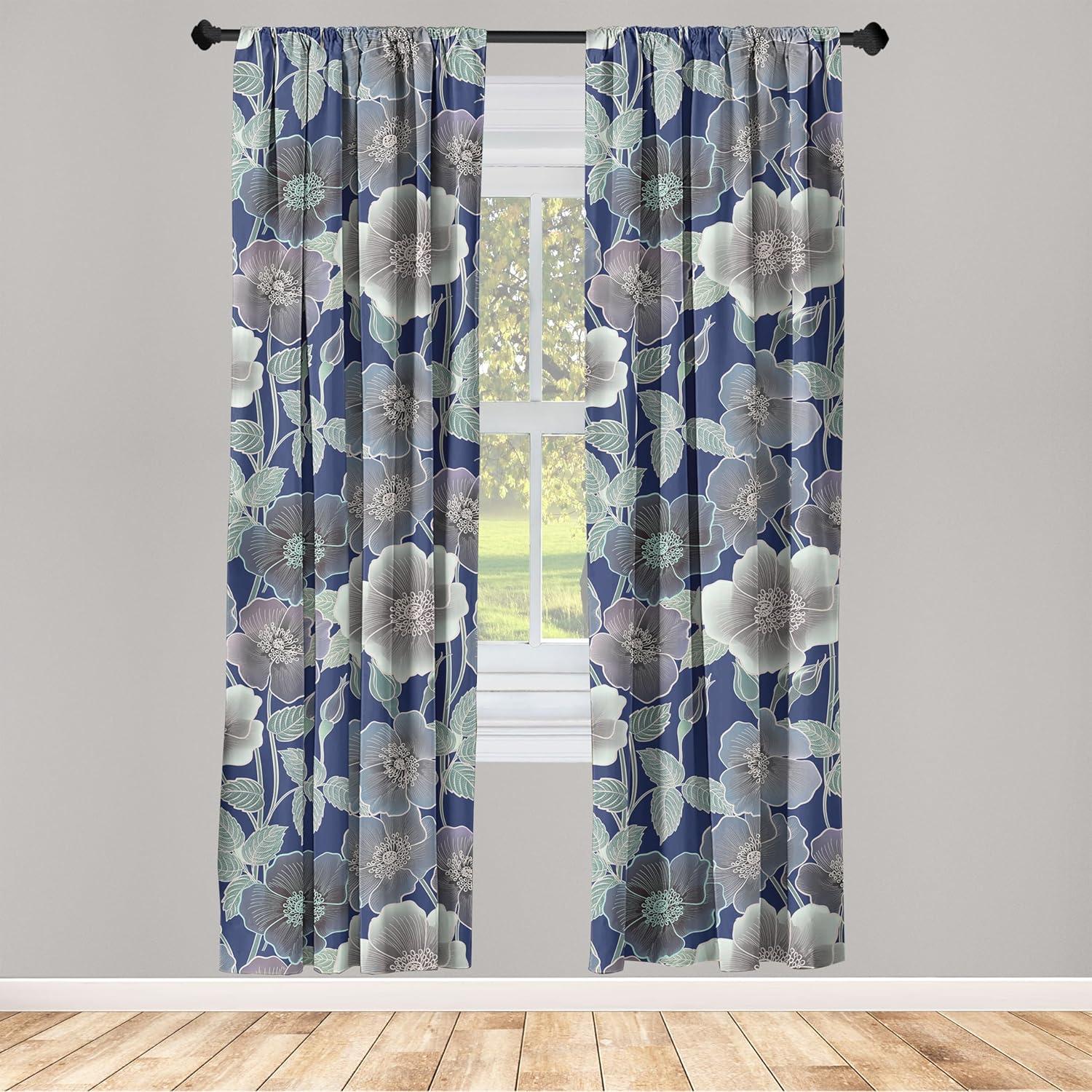 imageAmbesonne Tropical Leaves Curtains Retro Wave Colors Monstera Palm Tree Leaves Neutral Boho Print Window Treatments 2 Panel Set for Living Room Bedroom Pair of 28 x 84 Dark Lavender IndigoIndigo Peacock Green