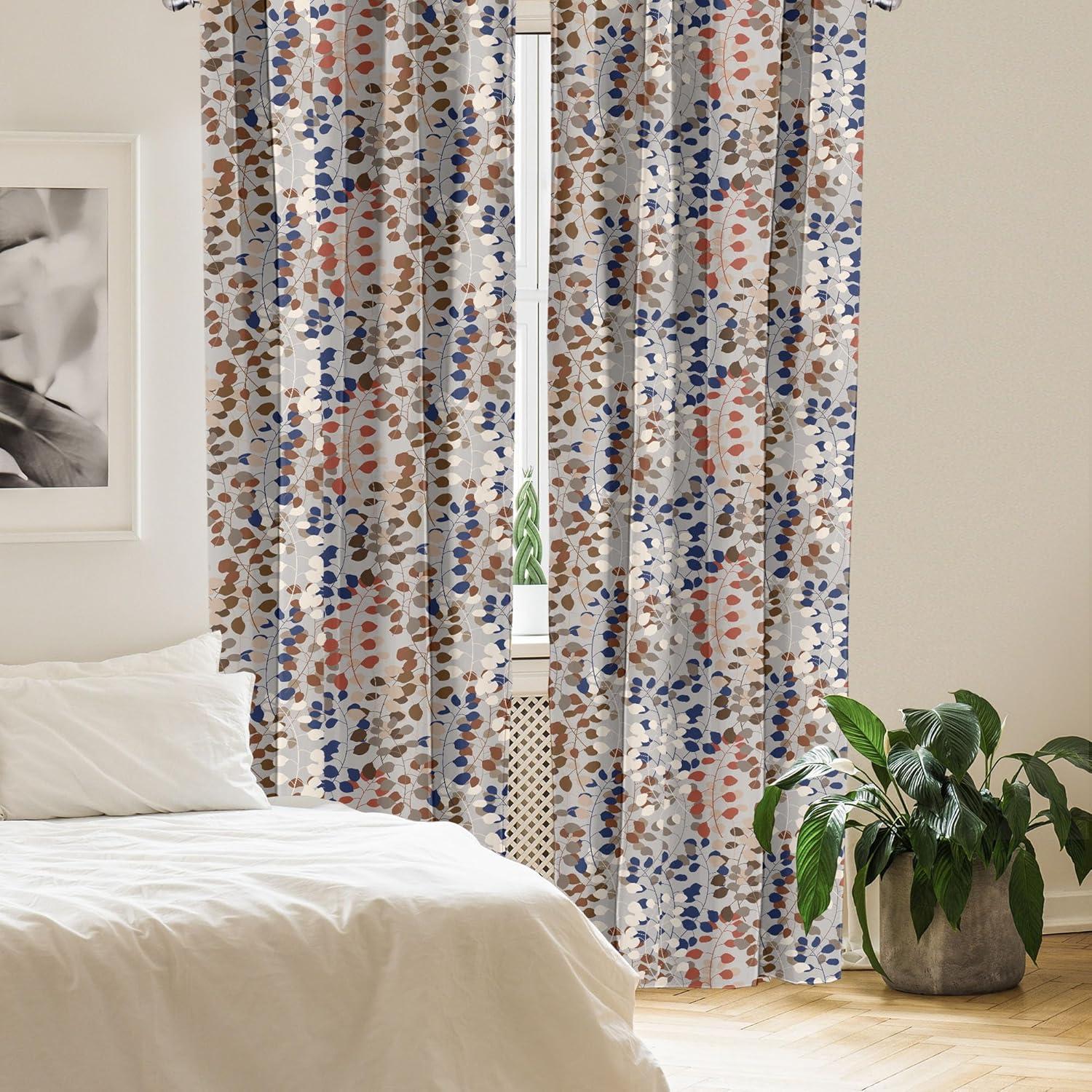 imageAmbesonne Tropical Leaves Curtains Retro Wave Colors Monstera Palm Tree Leaves Neutral Boho Print Window Treatments 2 Panel Set for Living Room Bedroom Pair of 28 x 84 Dark Lavender IndigoRuby Dark Lavender