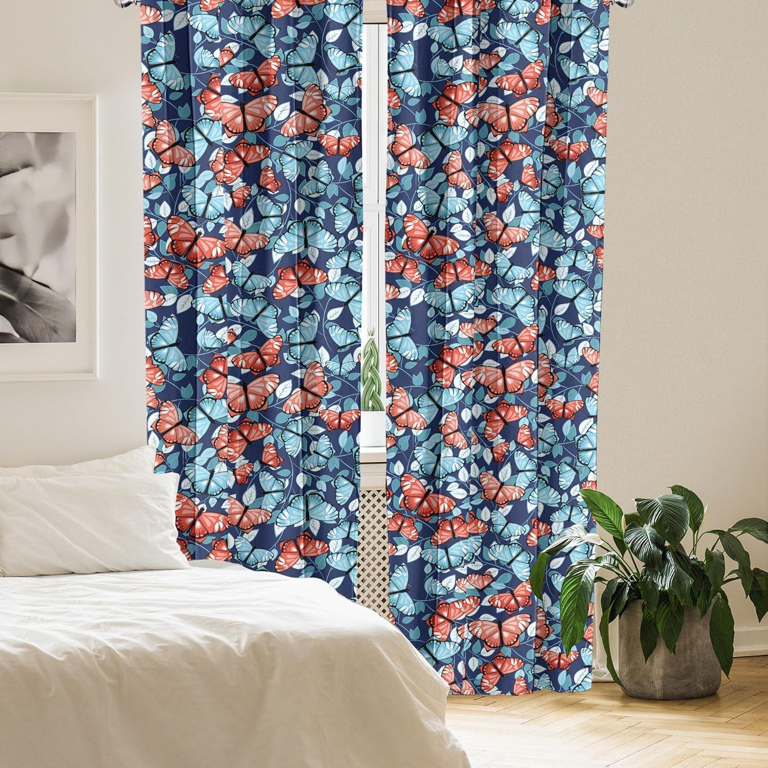 imageAmbesonne Tropical Leaves Curtains Retro Wave Colors Monstera Palm Tree Leaves Neutral Boho Print Window Treatments 2 Panel Set for Living Room Bedroom Pair of 28 x 84 Dark Lavender IndigoBurnt Sienna Pale Blue