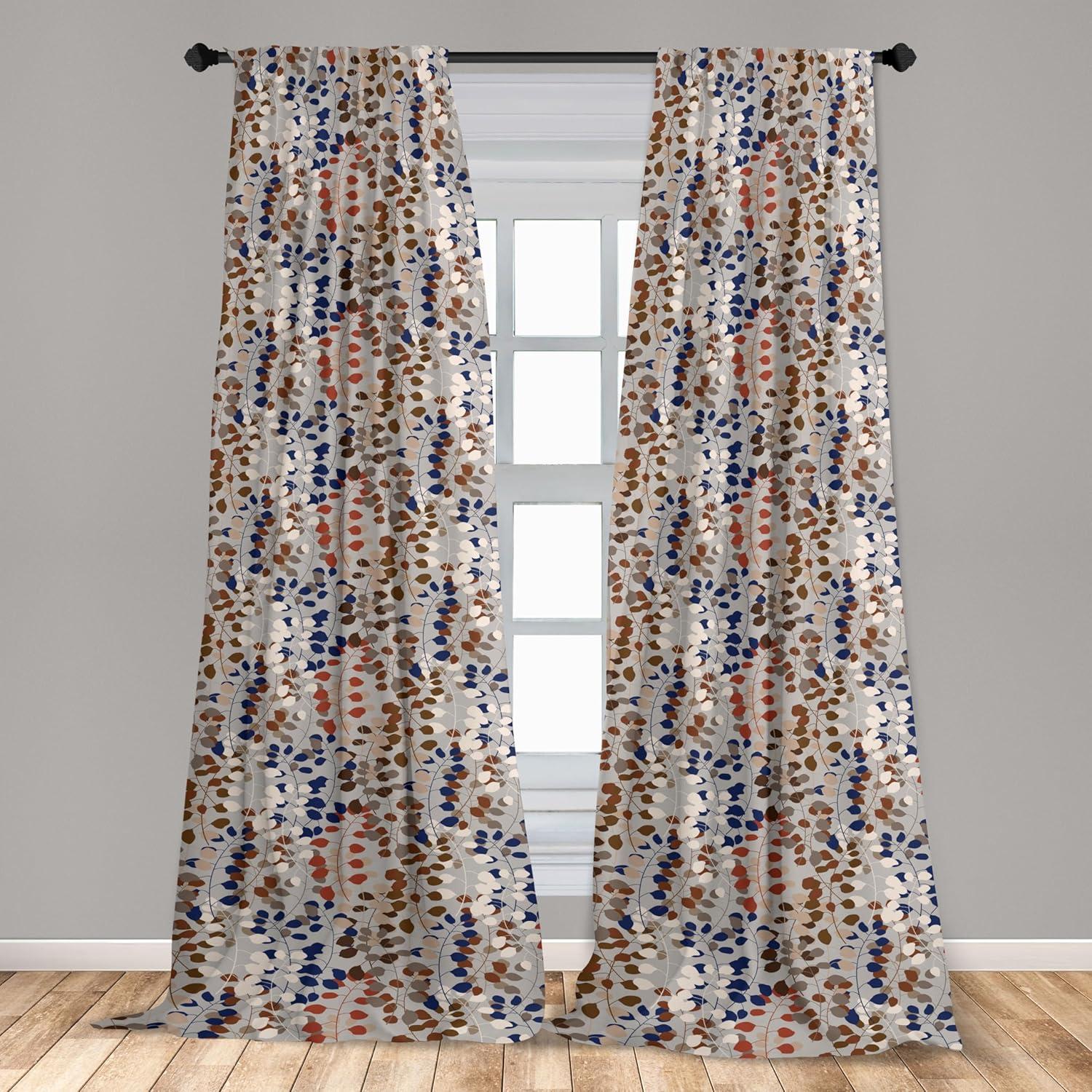 imageAmbesonne Tropical Leaves Curtains Retro Wave Colors Monstera Palm Tree Leaves Neutral Boho Print Window Treatments 2 Panel Set for Living Room Bedroom Pair of 28 x 84 Dark Lavender IndigoRuby Dark Lavender