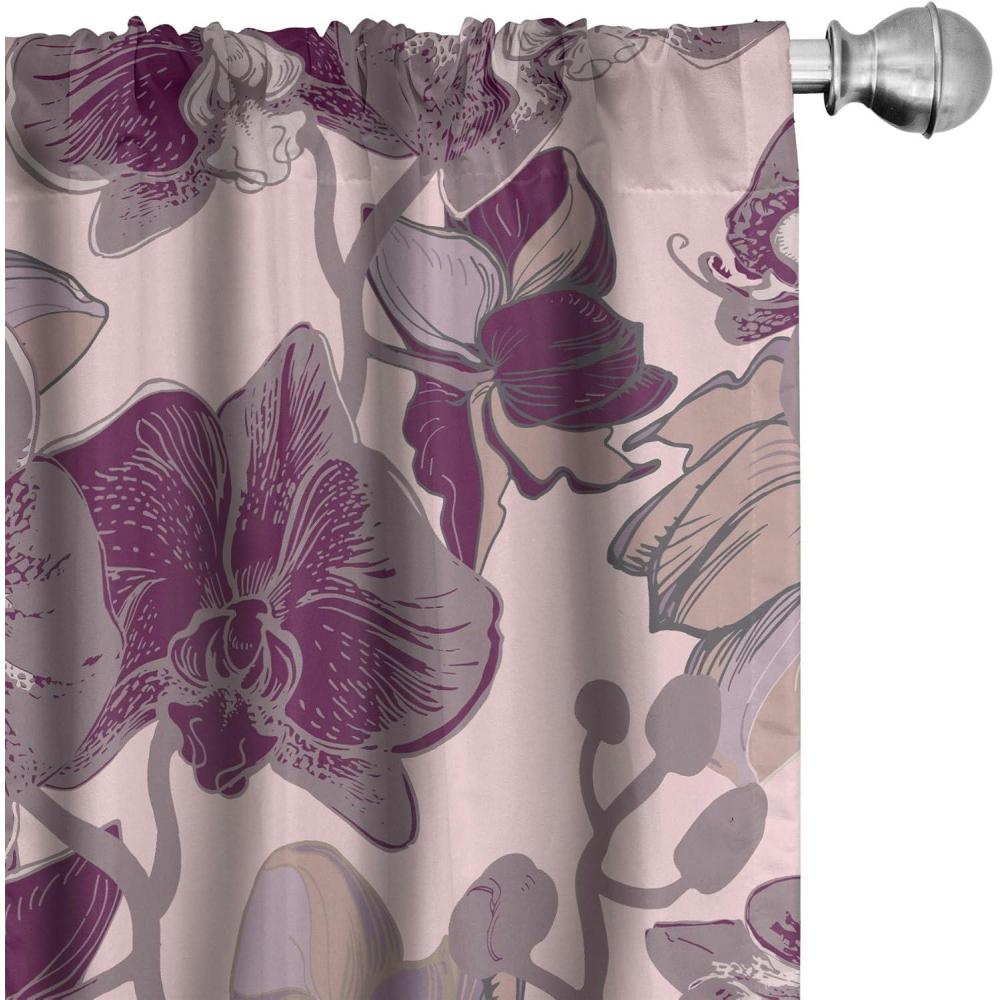 imageAmbesonne Blooming Flowers Curtains Simple Design Floral Sketch Pattern with Neutral Leaves Art Window Treatments 2 Panel Set for Living Room Bedroom Pair of  28 x 95 Dark Coral Dimgray WhiteMaroon Pale Pink